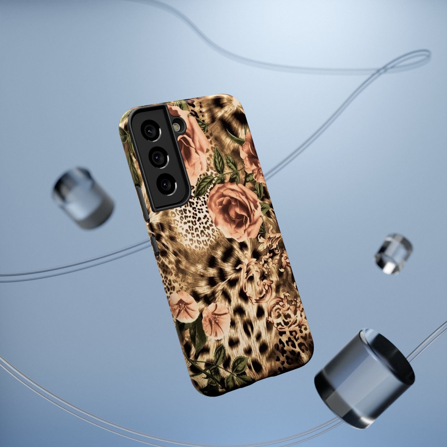 Leopard Rose Print Impact-Resistant Cases