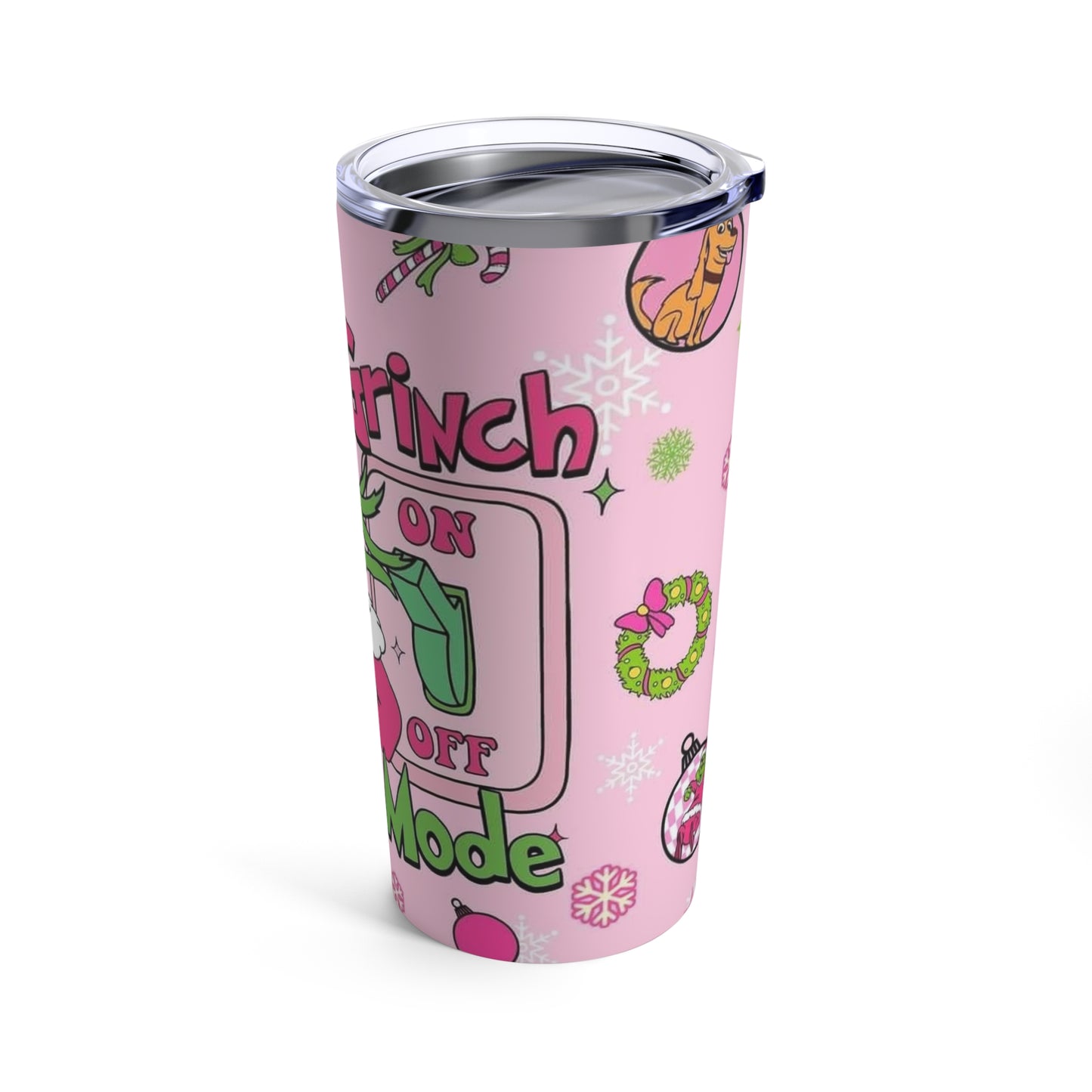 Grinch Mode, Skinny Steel Tumbler with Straw, 20oz