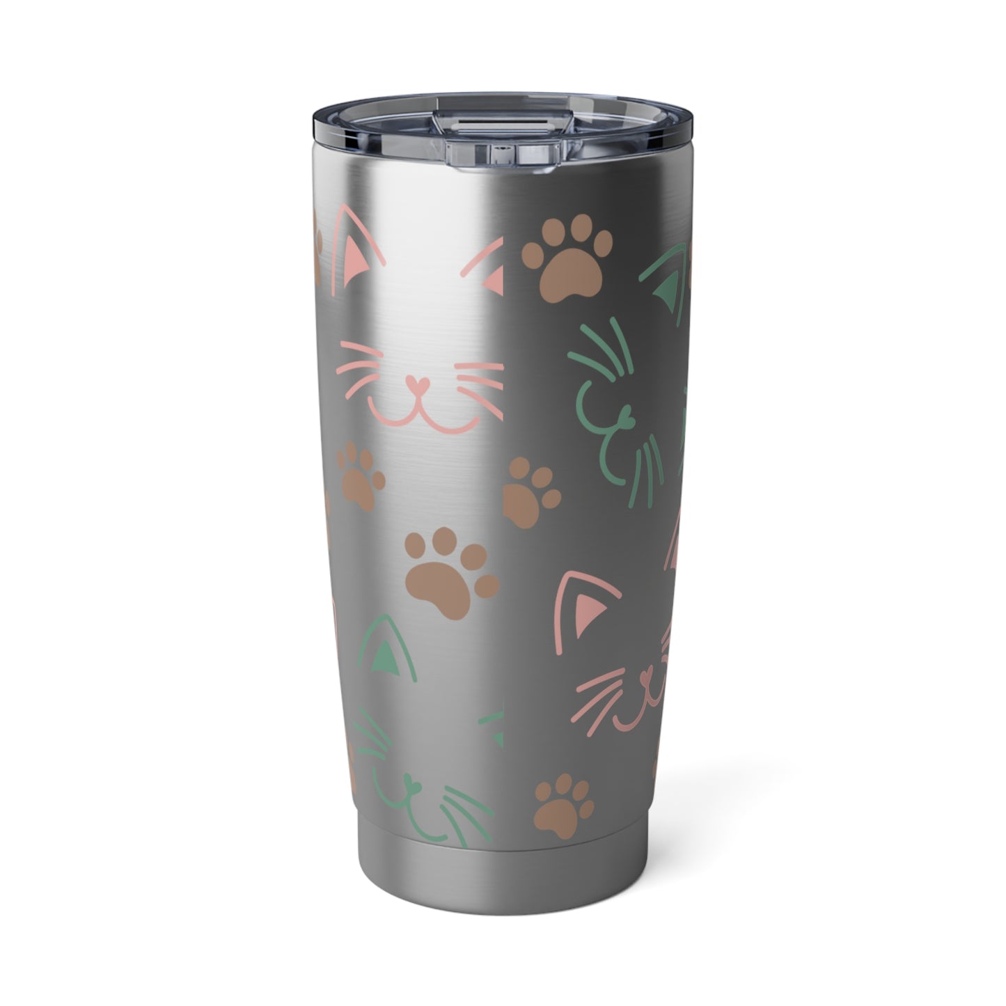 Cute Cat Print, Skinny Steel Tumbler with Straw, 20oz