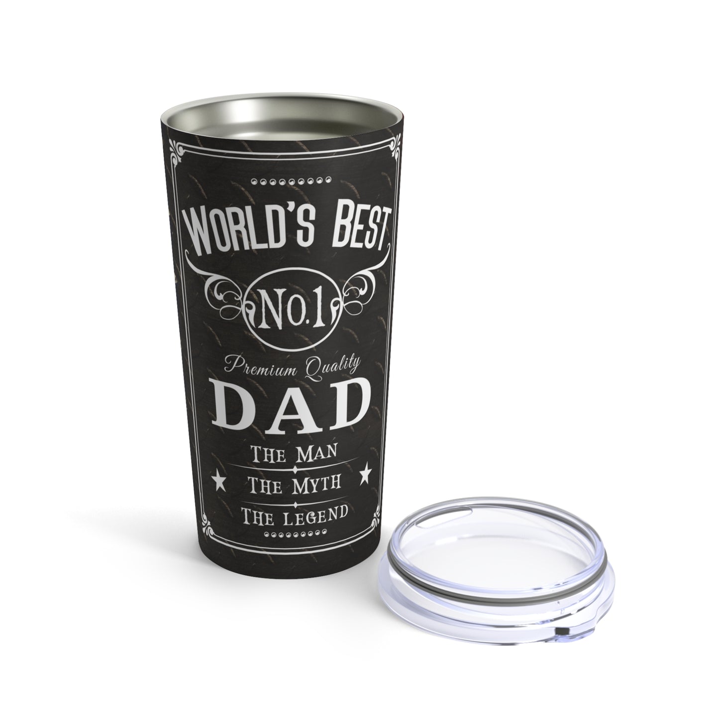 Worlds Best Dad Print, Skinny Steel Tumbler with Straw, 20oz