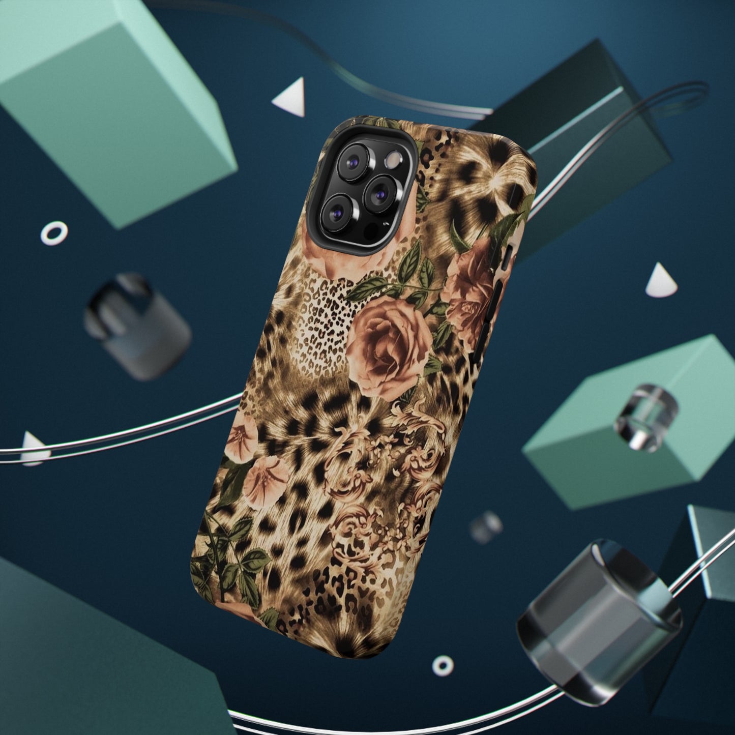 Leopard Rose Print Impact-Resistant Cases