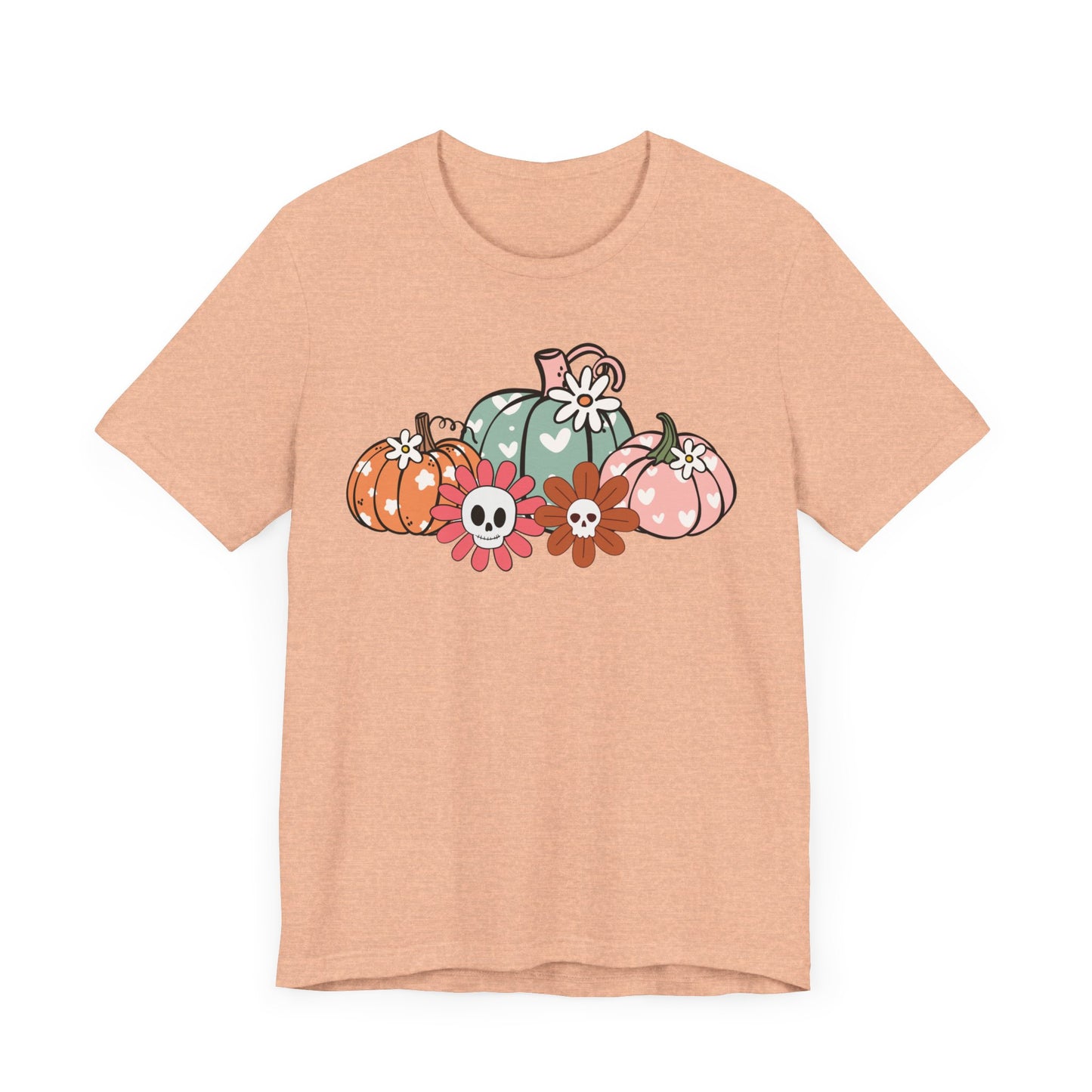 Pumpkins and Skull Flowers T-Shirt