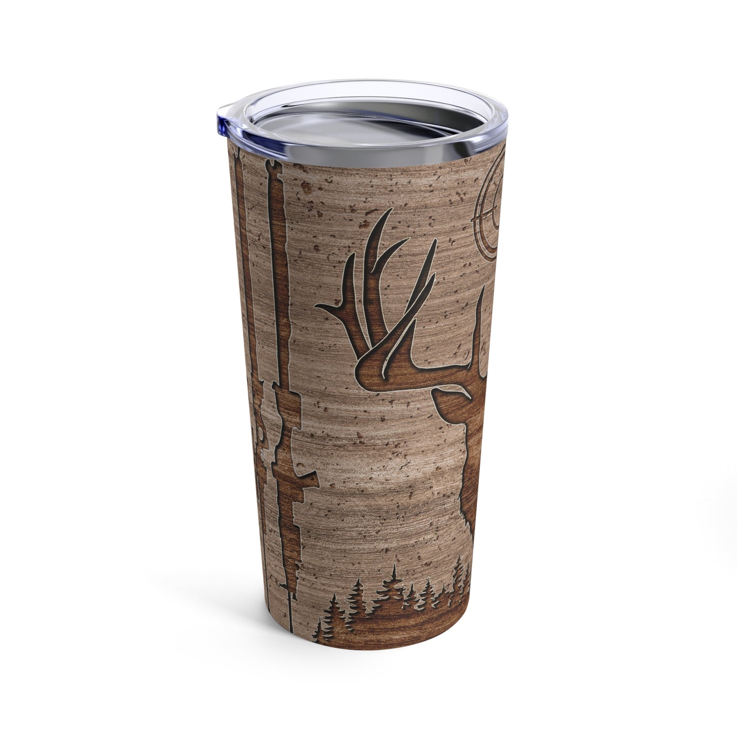 Deer Wood Print, Skinny Steel Tumbler with Straw, 20oz