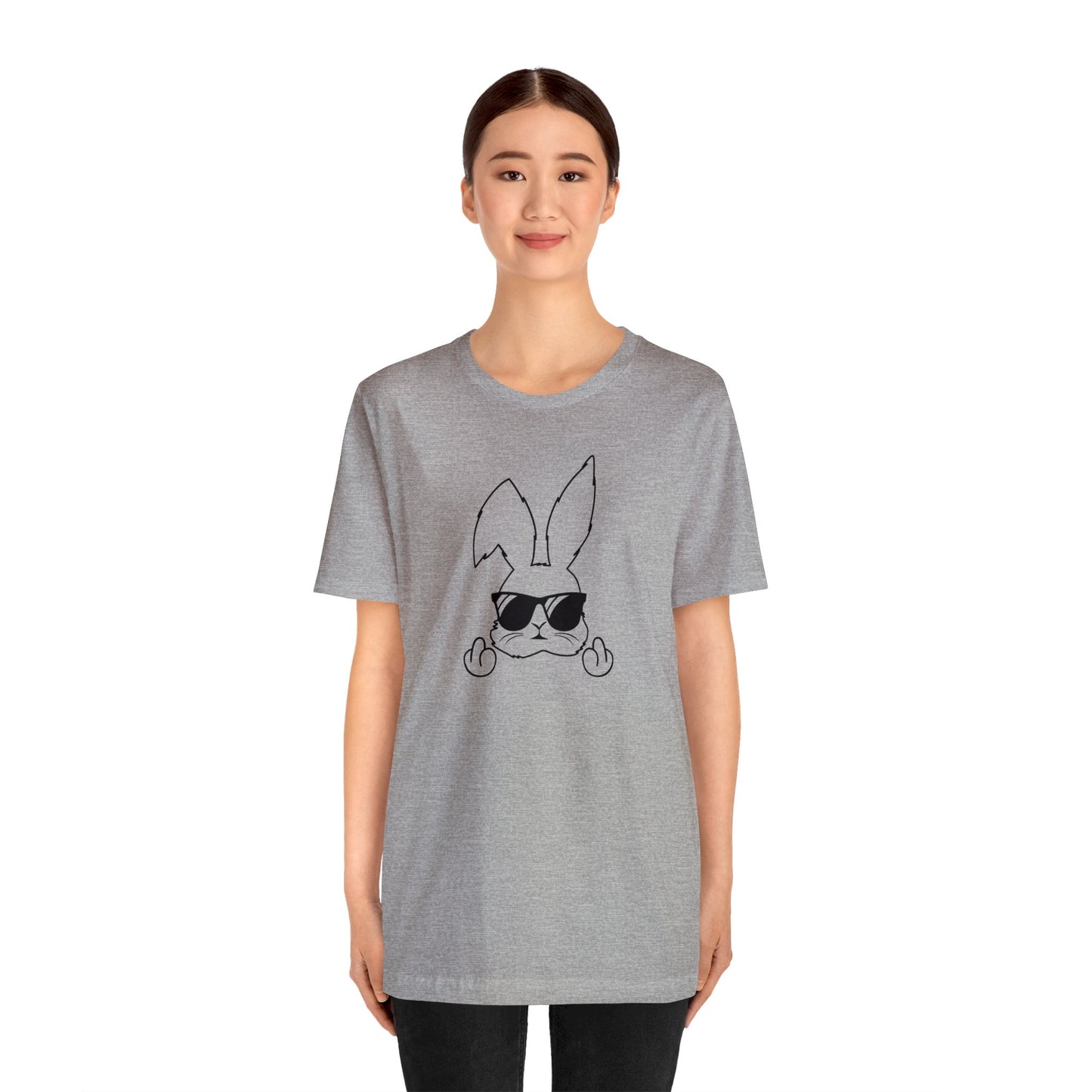 Flipping Bunny Print Jersey Short Sleeve Tee