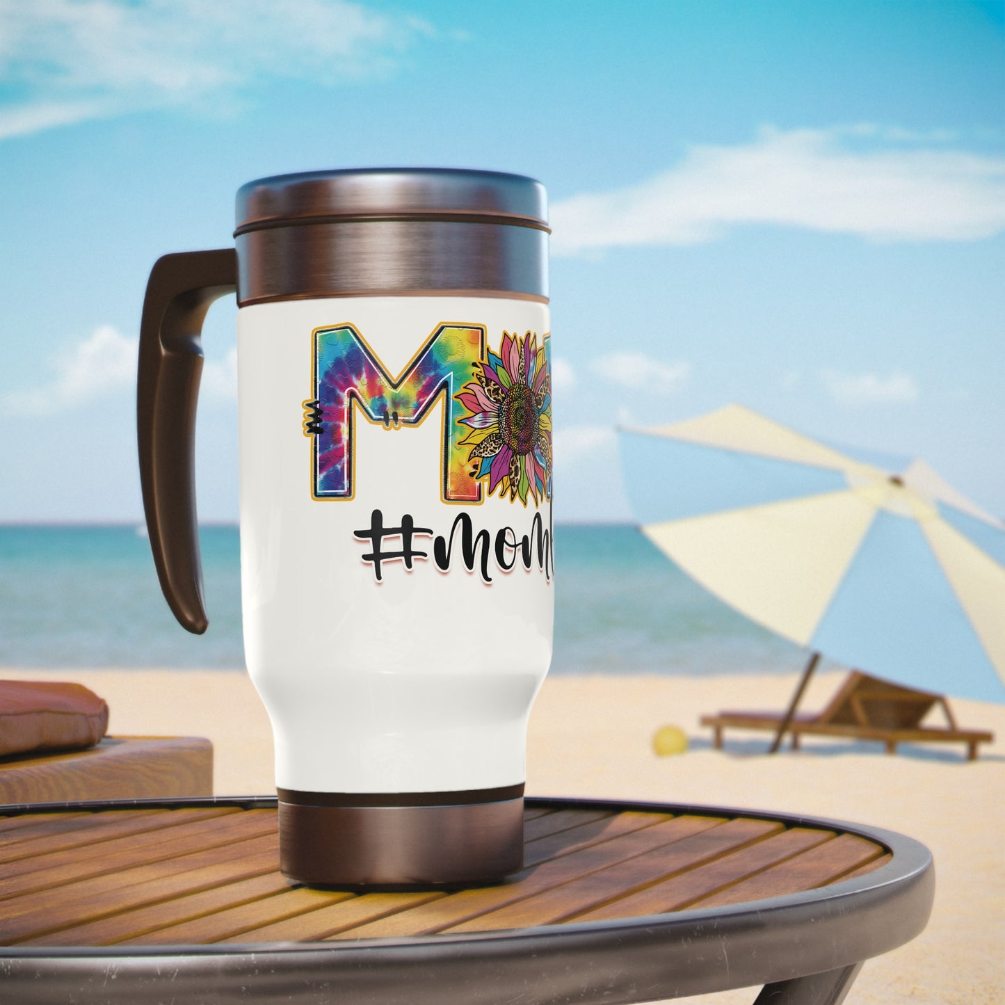 #MOM LIFE Stainless Steel Travel Mug with Handle, 14oz