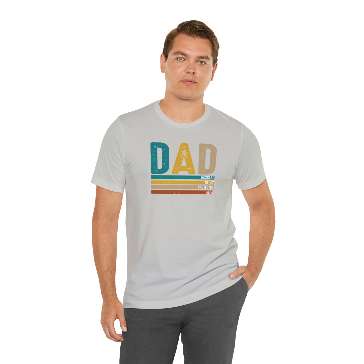 Dad, Husband, Daddy, Protector, Hero Print Jersey Short Sleeve Tee