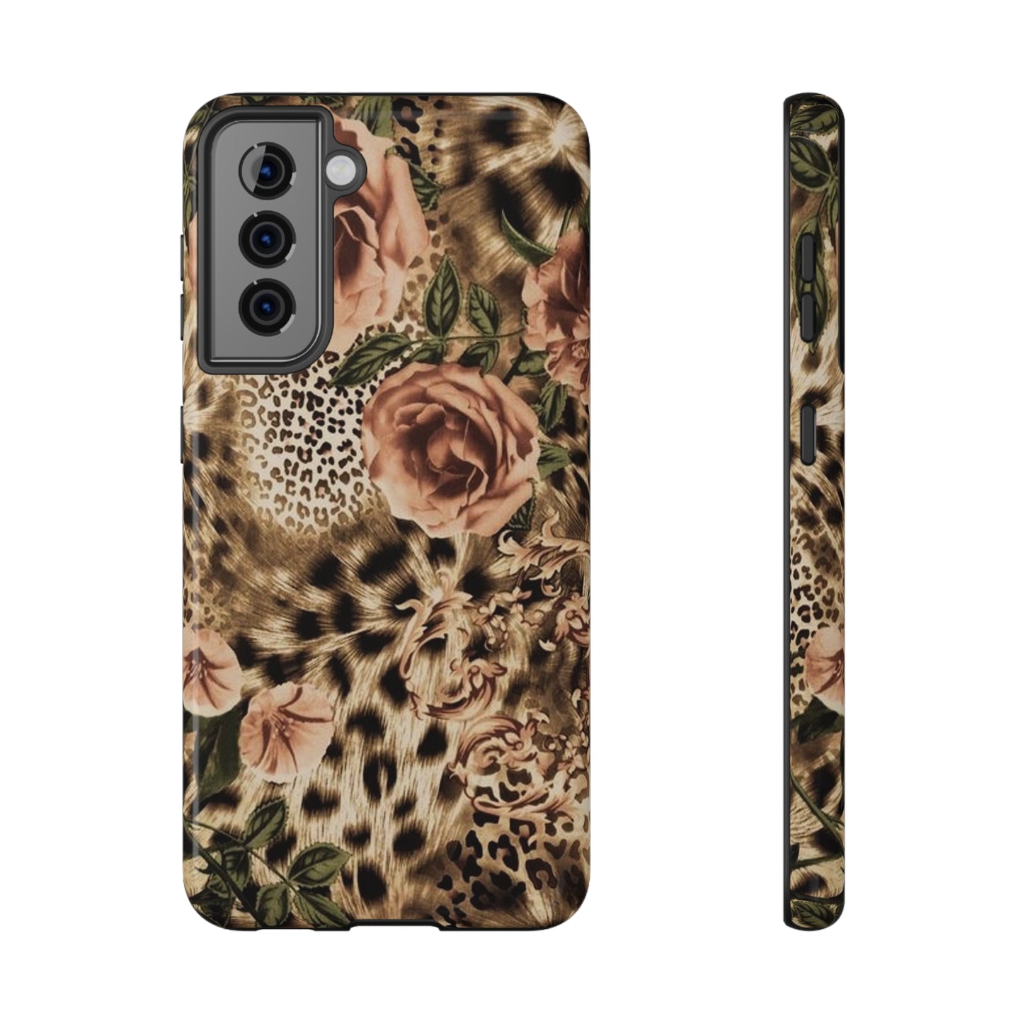 Leopard Rose Print Impact-Resistant Cases