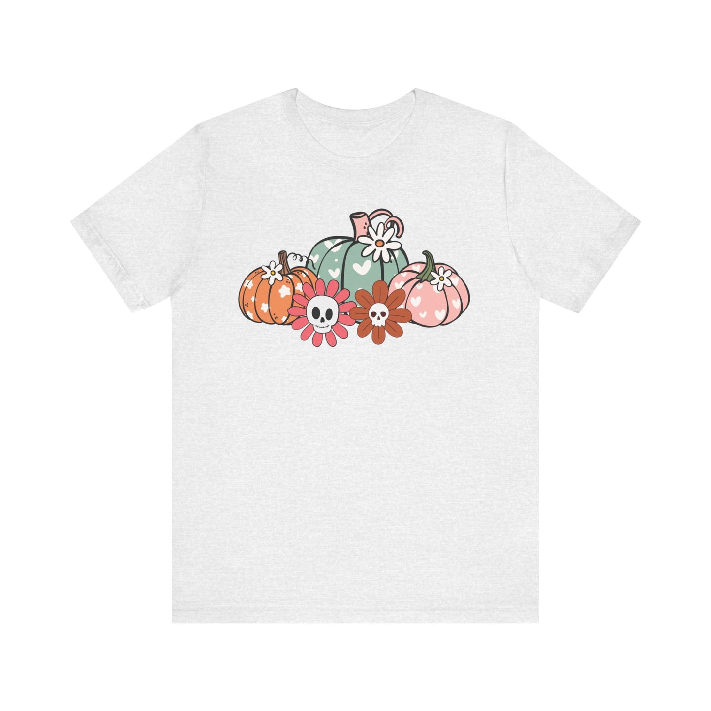 Pumpkins and Skull Flowers T-Shirt