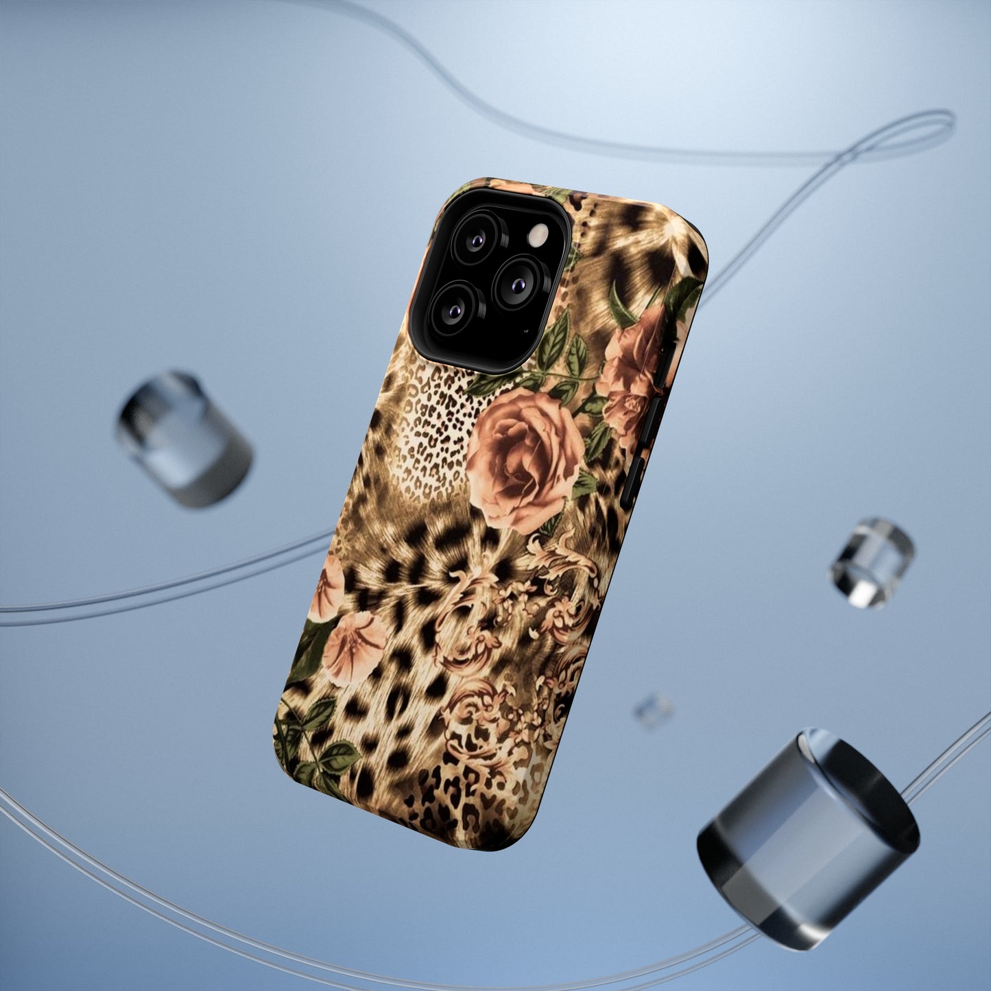 Leopard Rose Print Impact-Resistant Cases