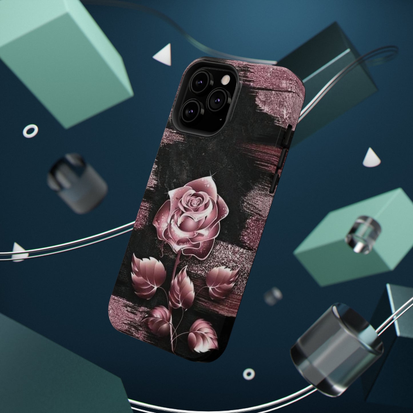 Pink Rose Print Impact-Resistant Cases