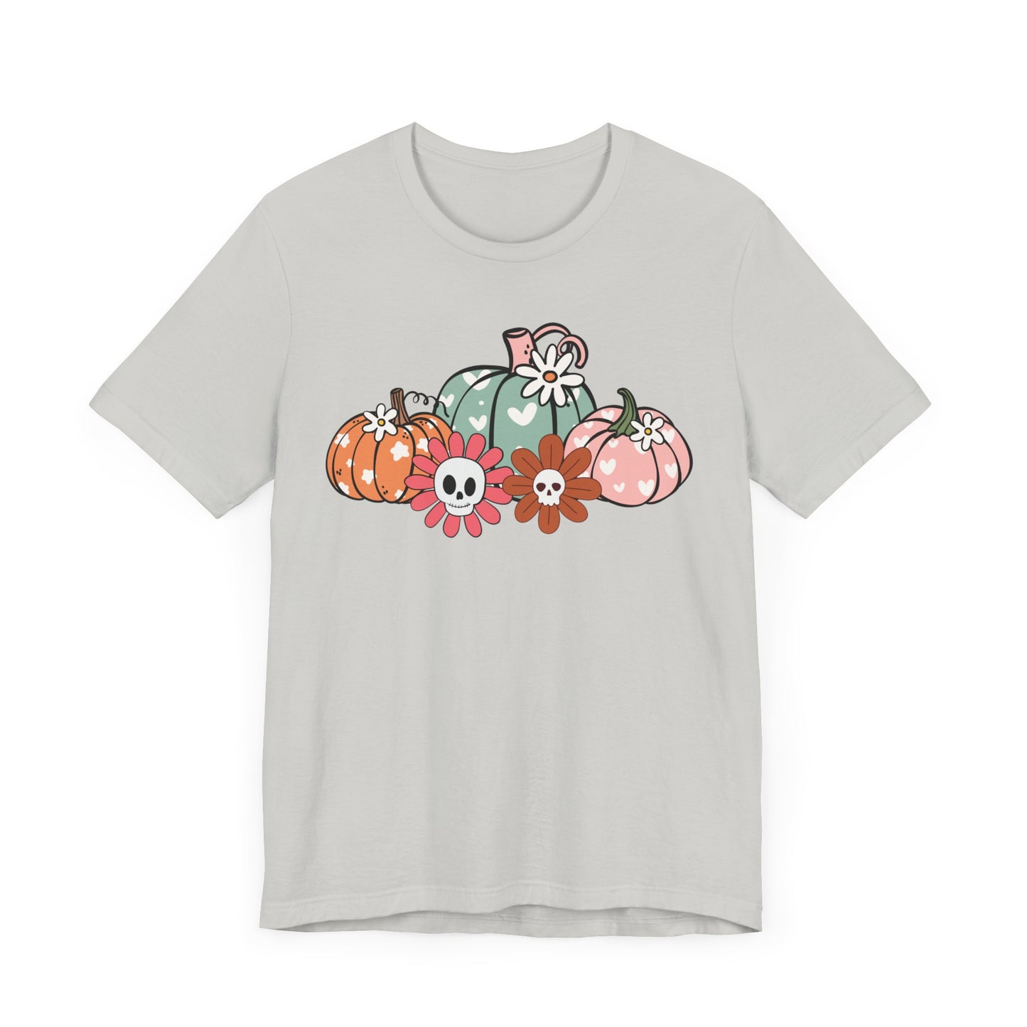 Pumpkins and Skull Flowers T-Shirt