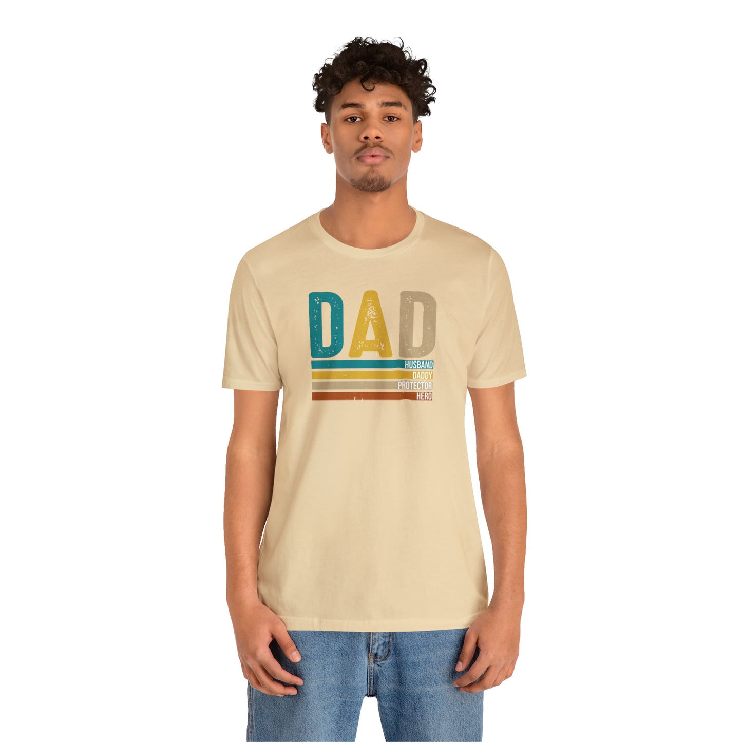 Dad, Husband, Daddy, Protector, Hero Print Jersey Short Sleeve Tee