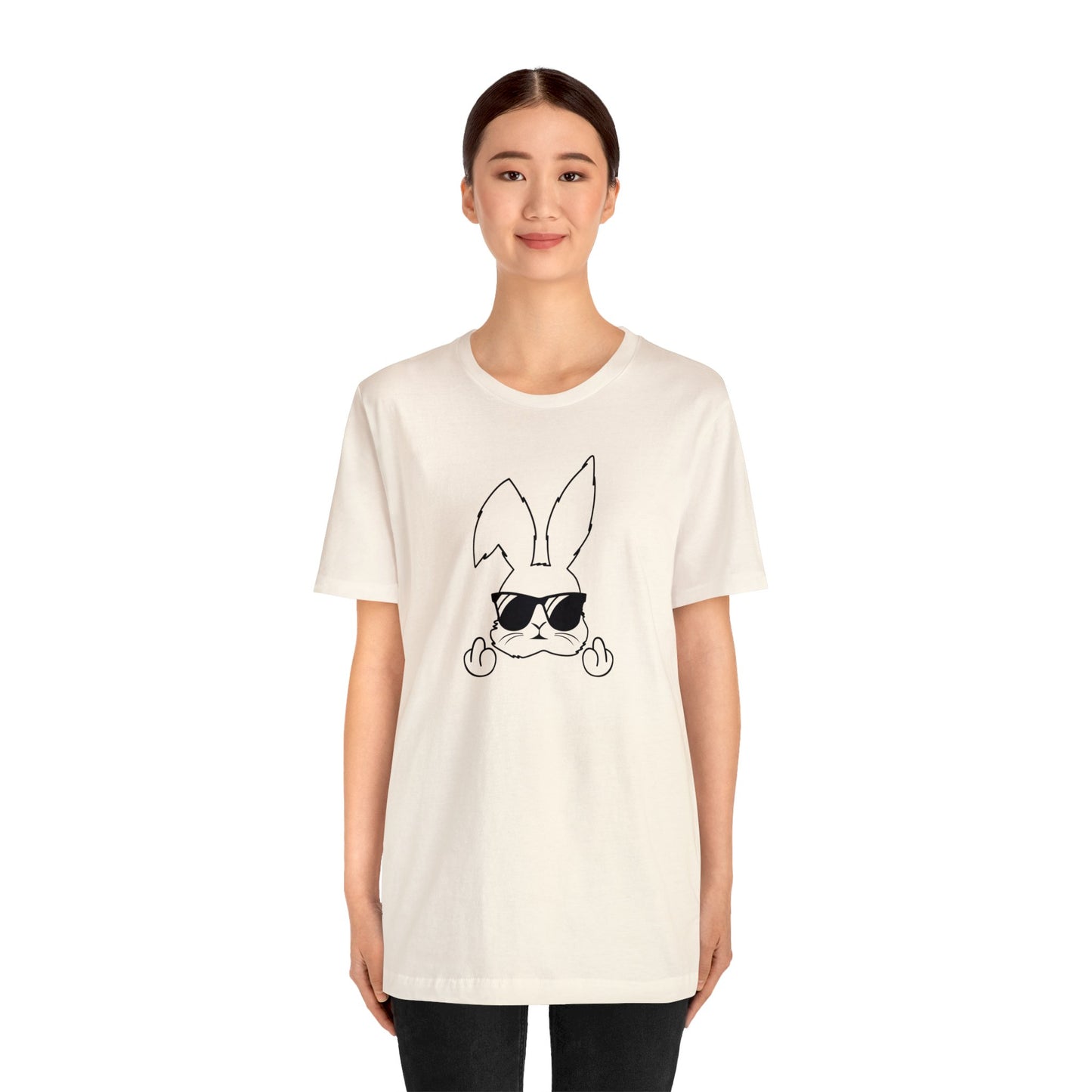 Flipping Bunny Print Jersey Short Sleeve Tee
