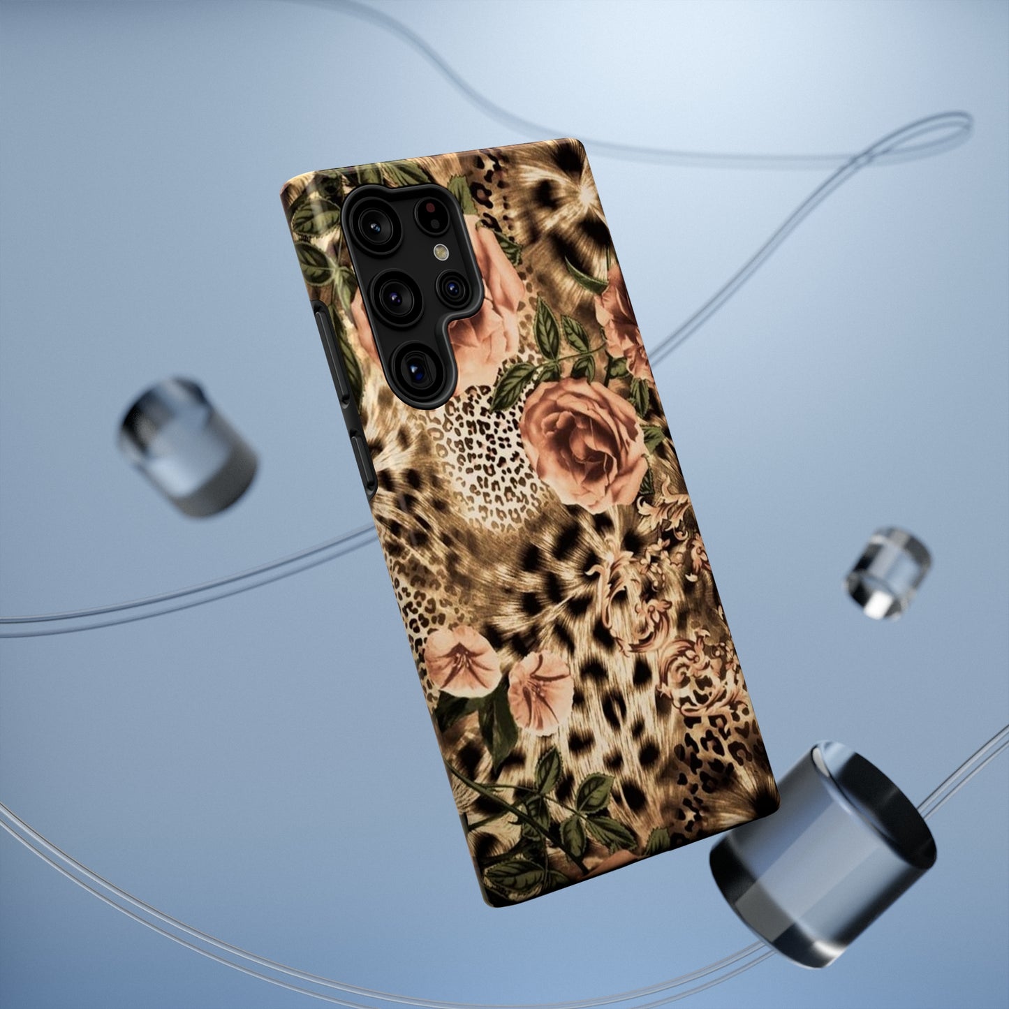 Leopard Rose Print Impact-Resistant Cases