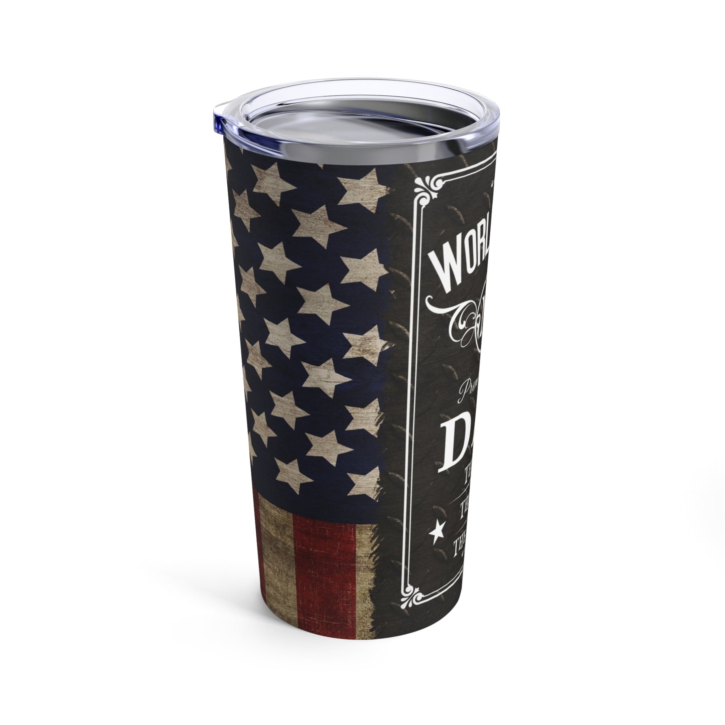 Worlds Best Dad Print, Skinny Steel Tumbler with Straw, 20oz