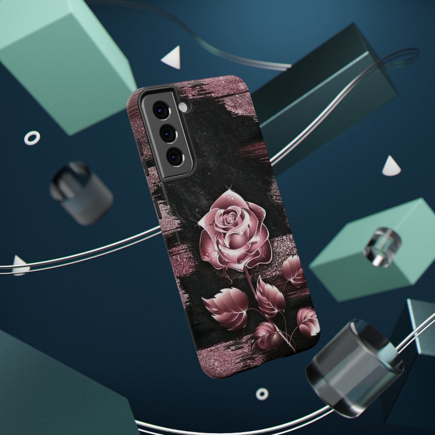 Pink Rose Print Impact-Resistant Cases