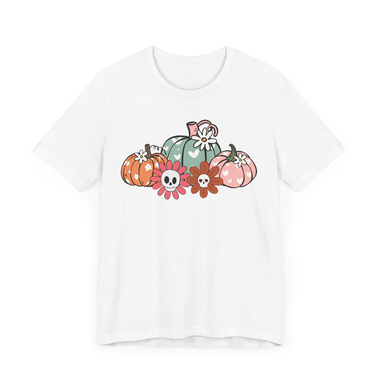 Pumpkins and Skull Flowers T-Shirt