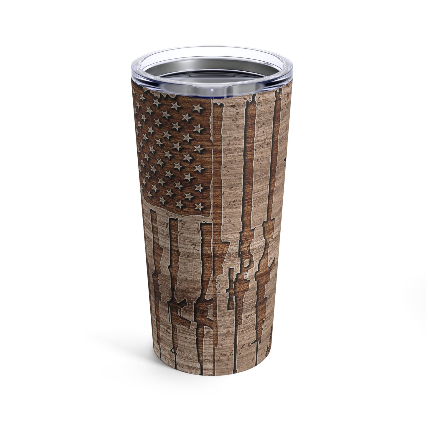 Deer Wood Print, Skinny Steel Tumbler with Straw, 20oz