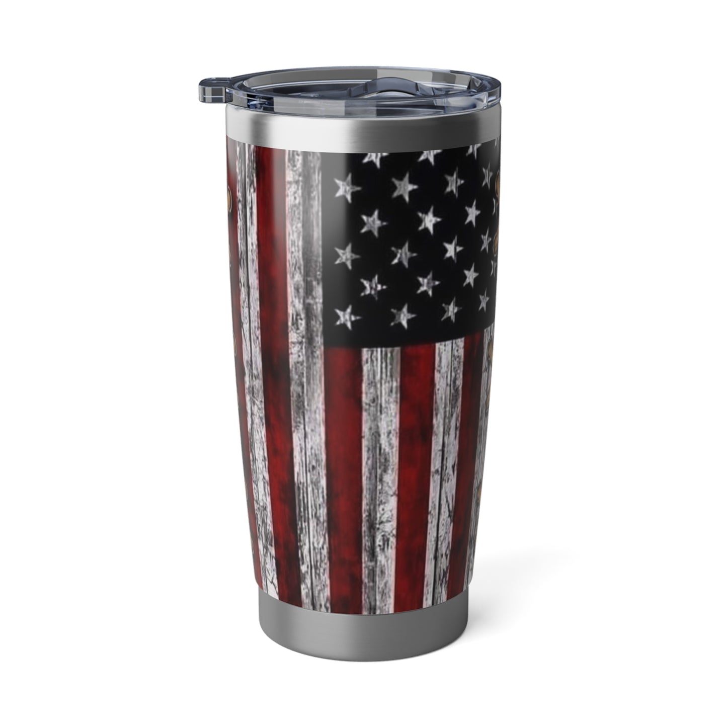 American Flag With Bald Eagle Skinny Steel Tumbler with Straw, 20oz