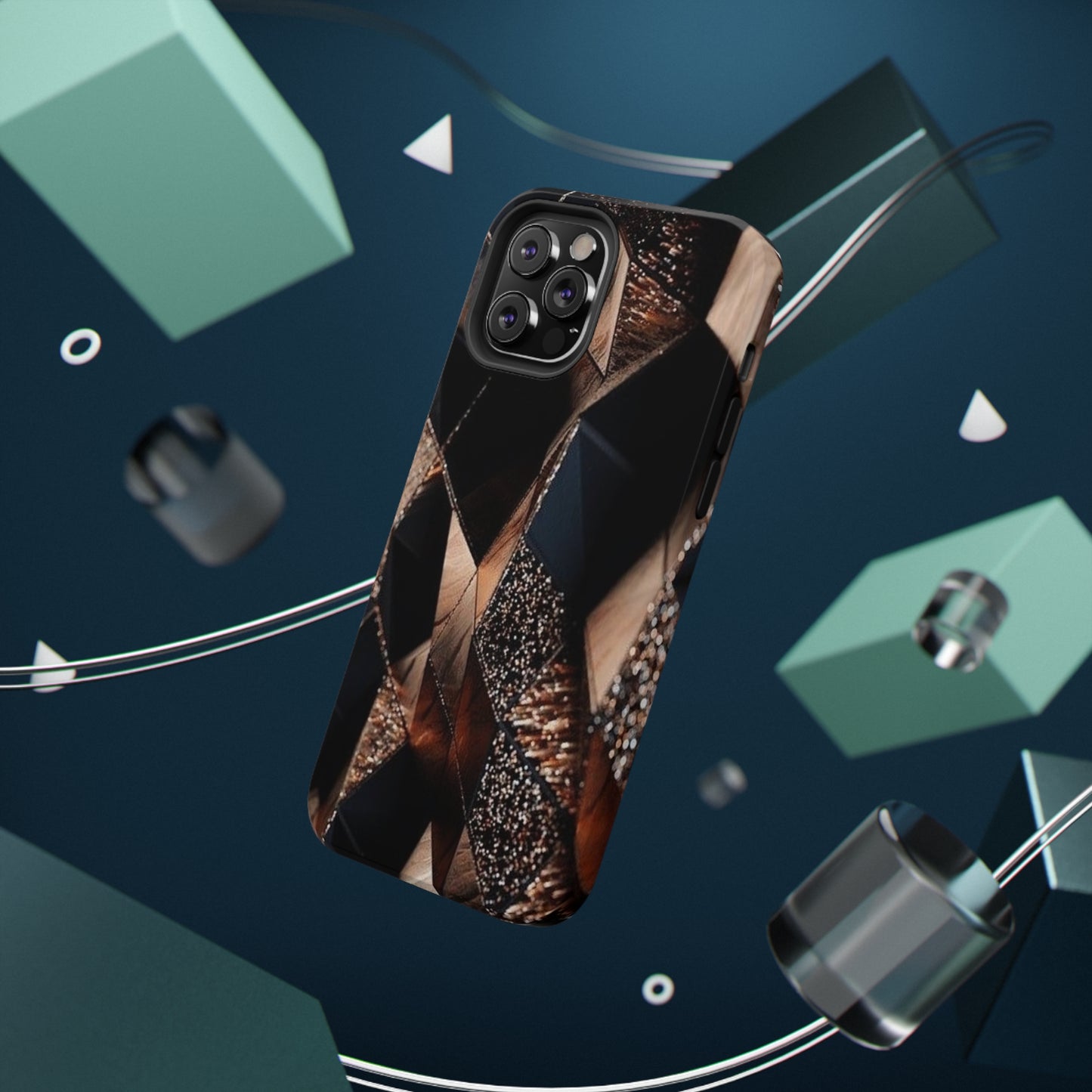 Black/Gold Print Impact-Resistant Cases