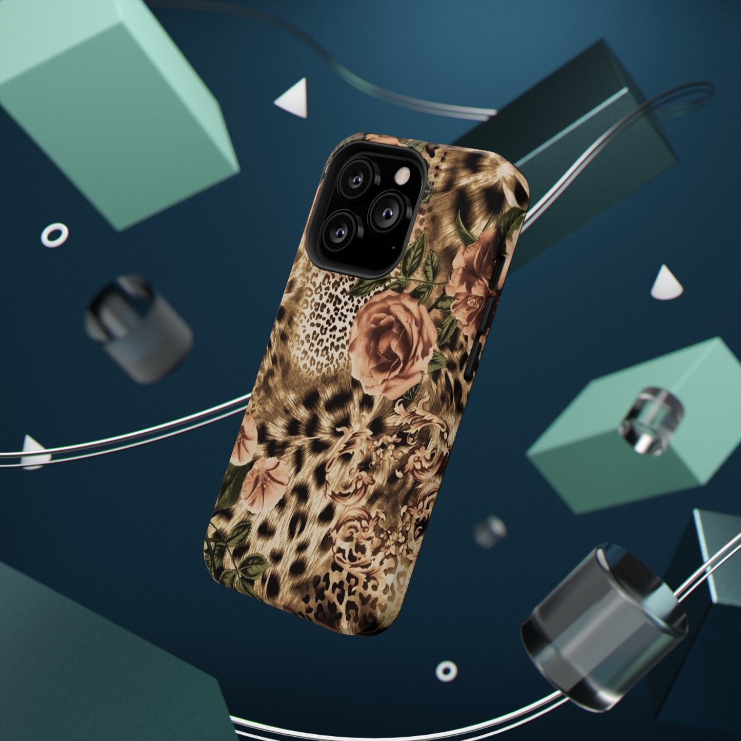 Leopard Rose Print Impact-Resistant Cases