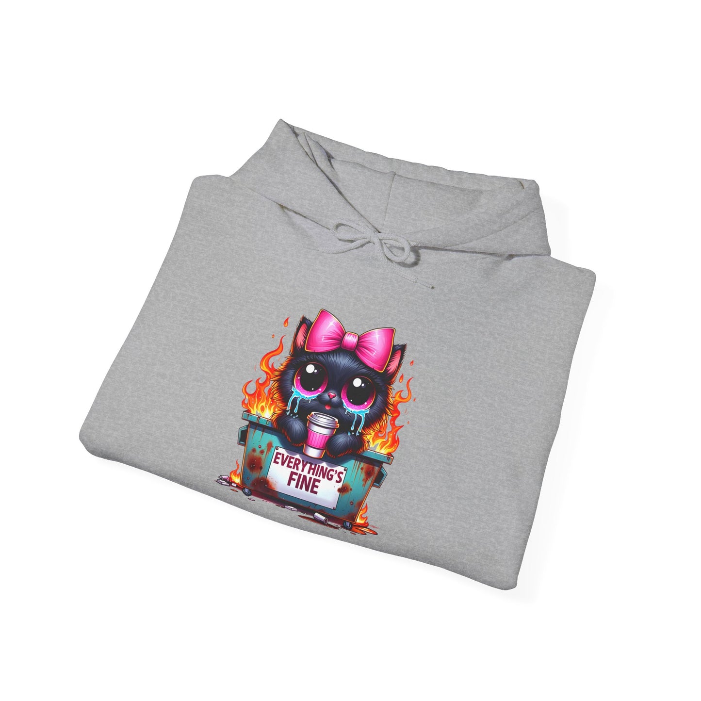 Flaming Kitty Hoodie - Everything’s Fine Unisex Sweatshirt