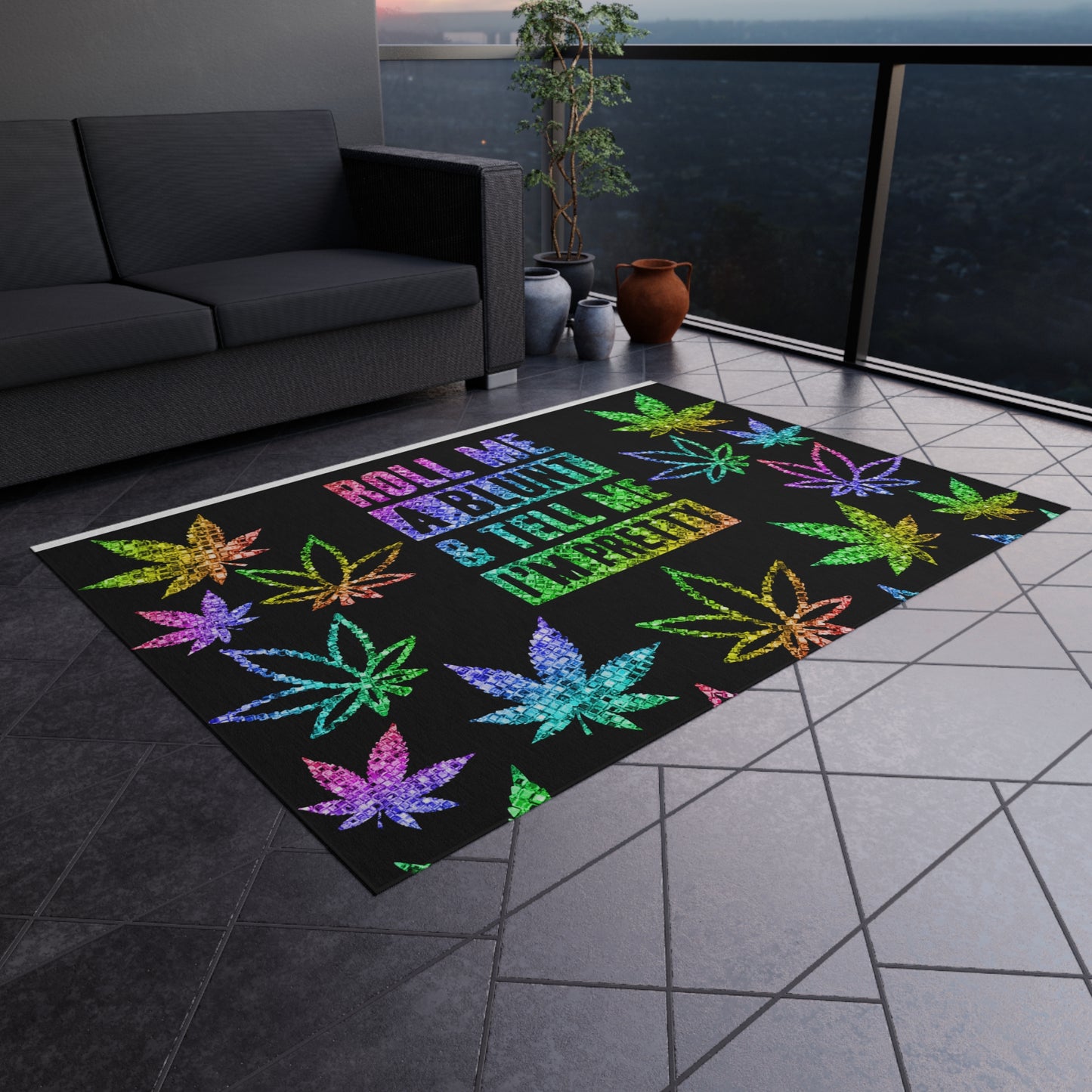 Roll Me One Print Outdoor Rug
