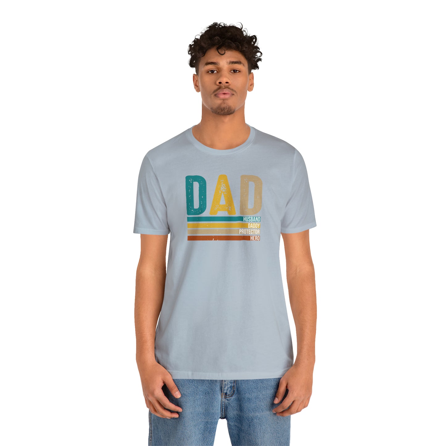Dad, Husband, Daddy, Protector, Hero Print Jersey Short Sleeve Tee