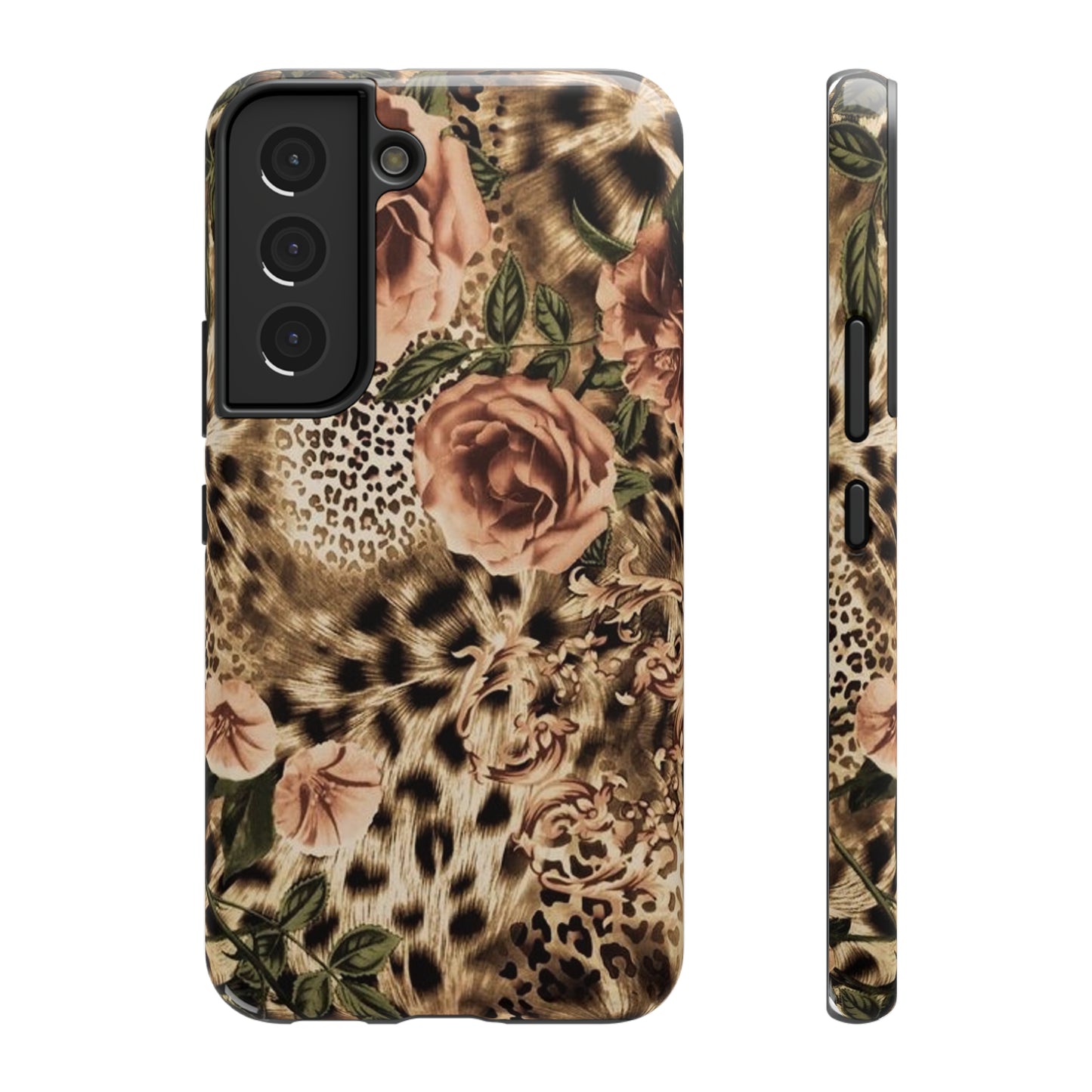 Leopard Rose Print Impact-Resistant Cases