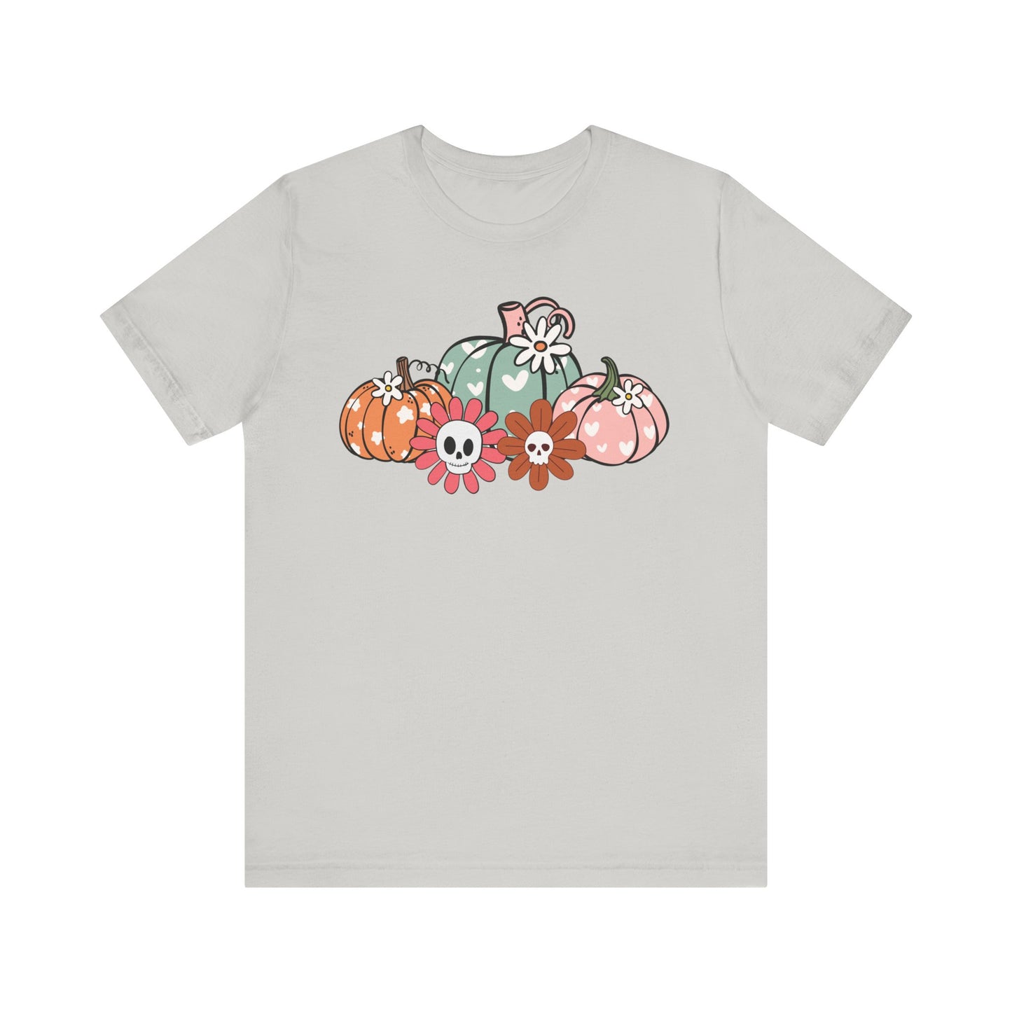 Pumpkins and Skull Flowers T-Shirt