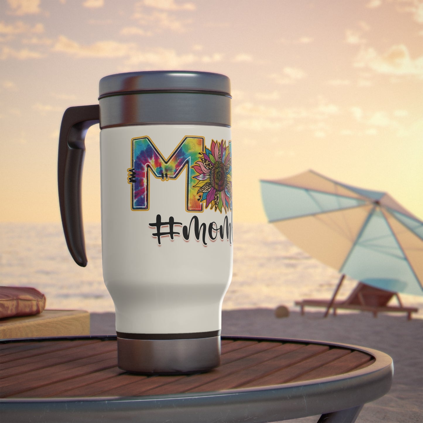 #MOM LIFE Stainless Steel Travel Mug with Handle, 14oz