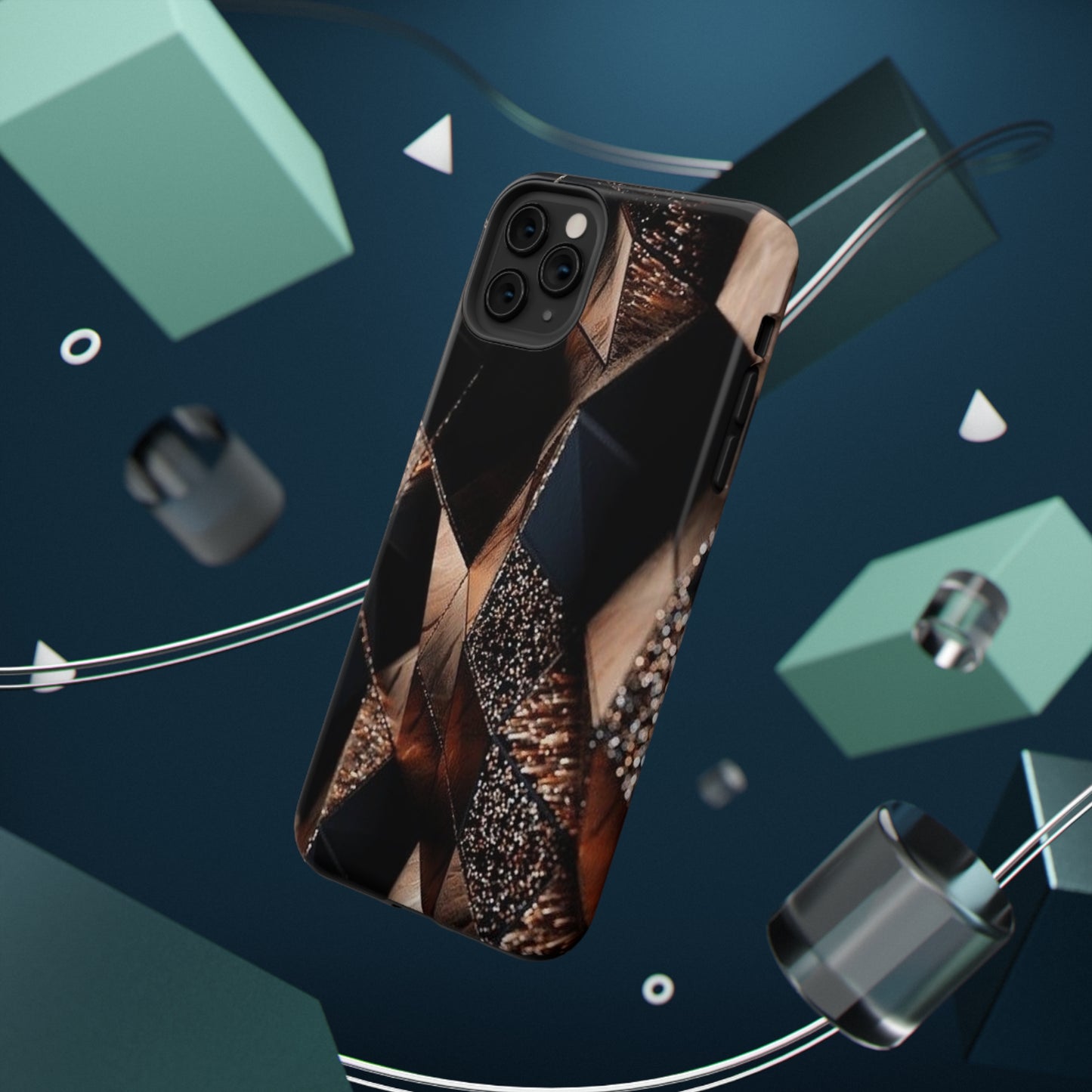 Black/Gold Print Impact-Resistant Cases