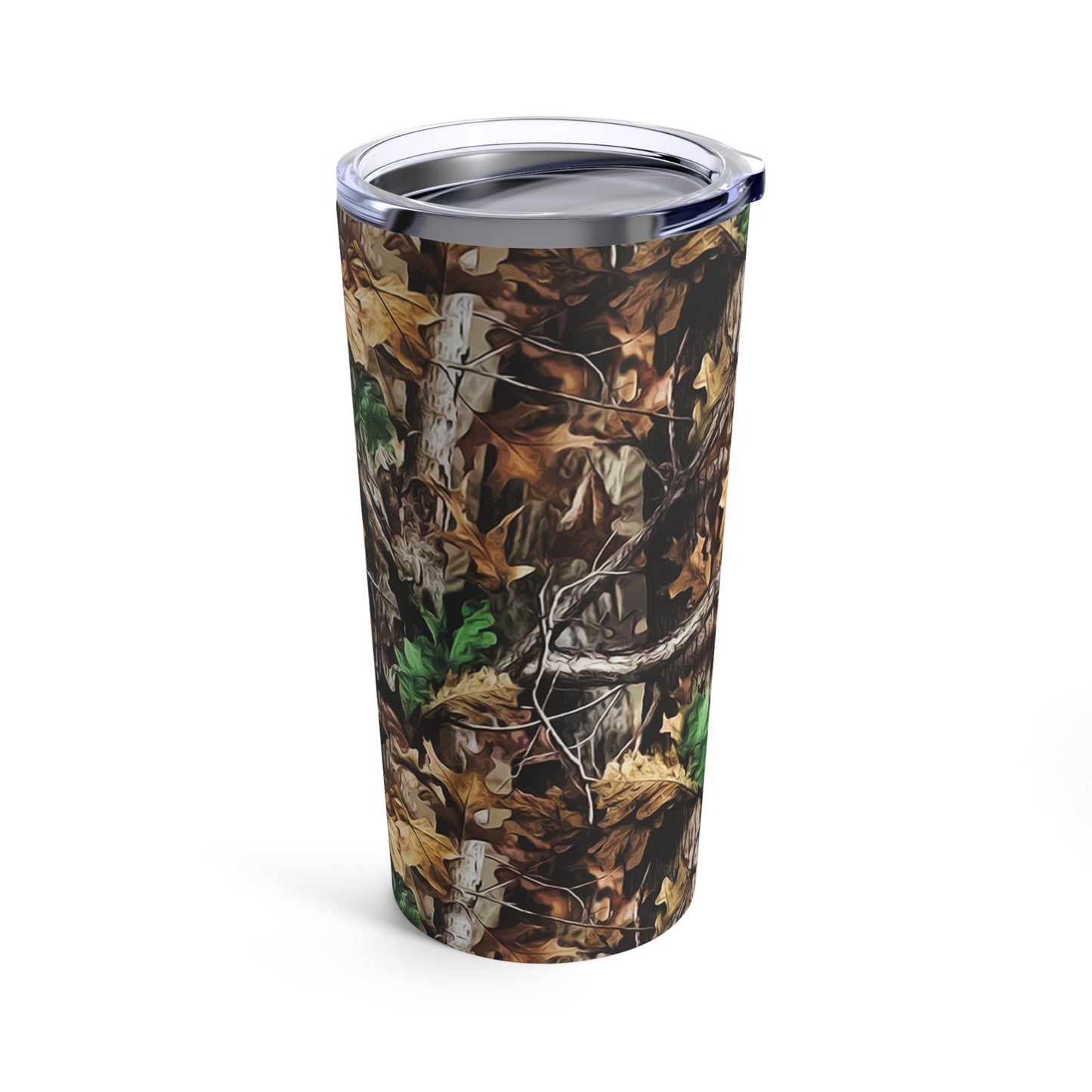 Camouflage Full Wrap Skinny Steel Tumbler with Straw, 20oz
