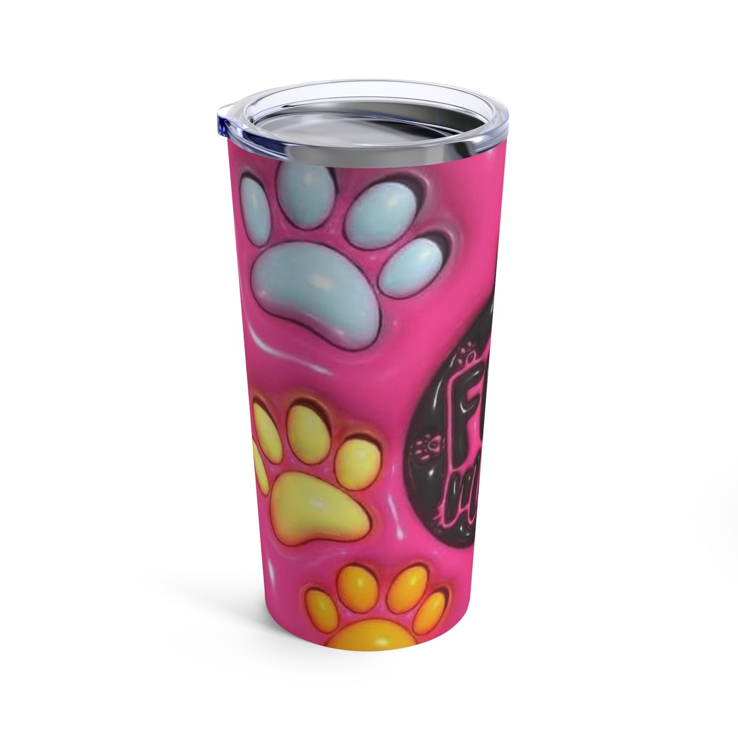 Fur Mom, Multi Colored Sunflower Print, Skinny Steel Tumbler with Straw, 20oz