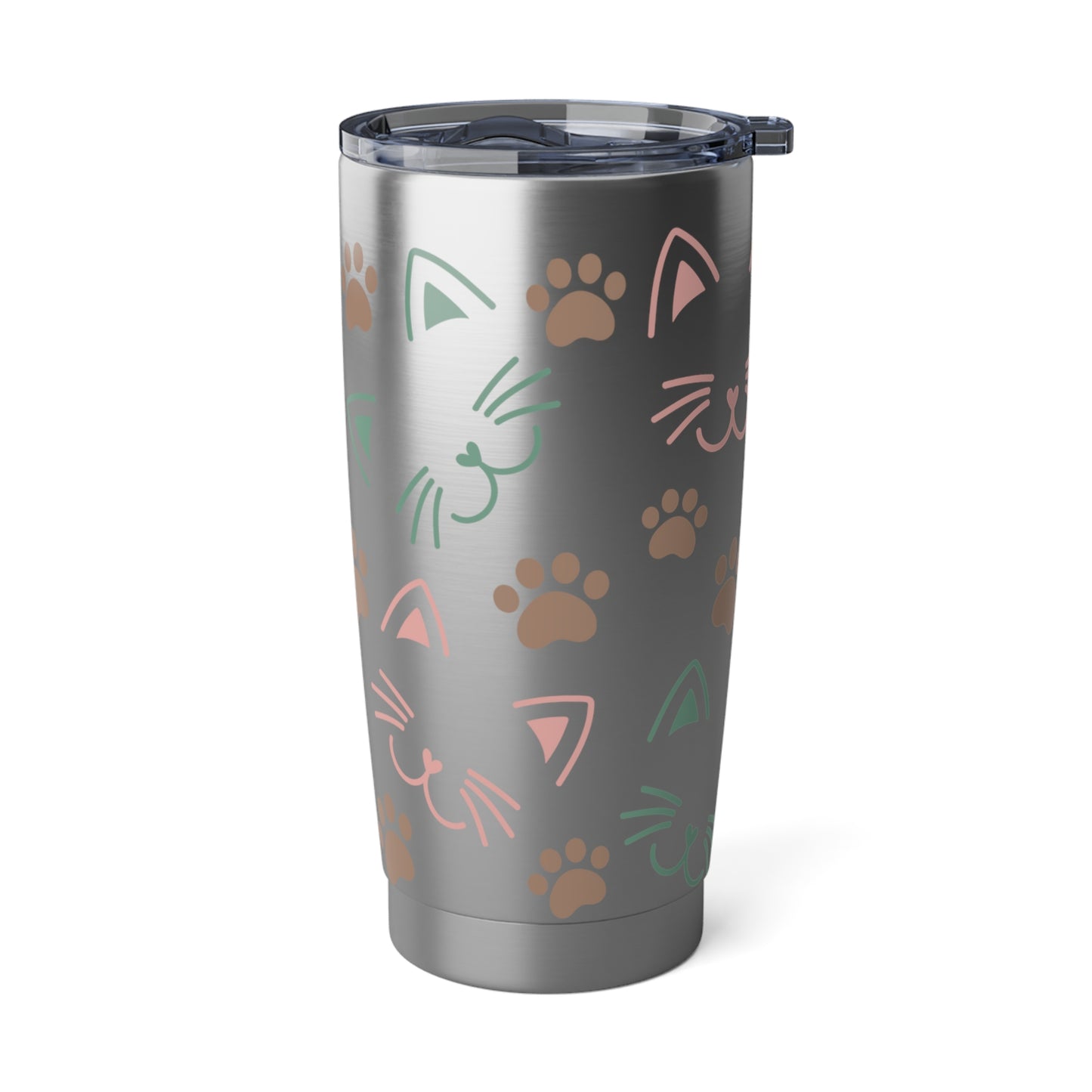 Cute Cat Print, Skinny Steel Tumbler with Straw, 20oz
