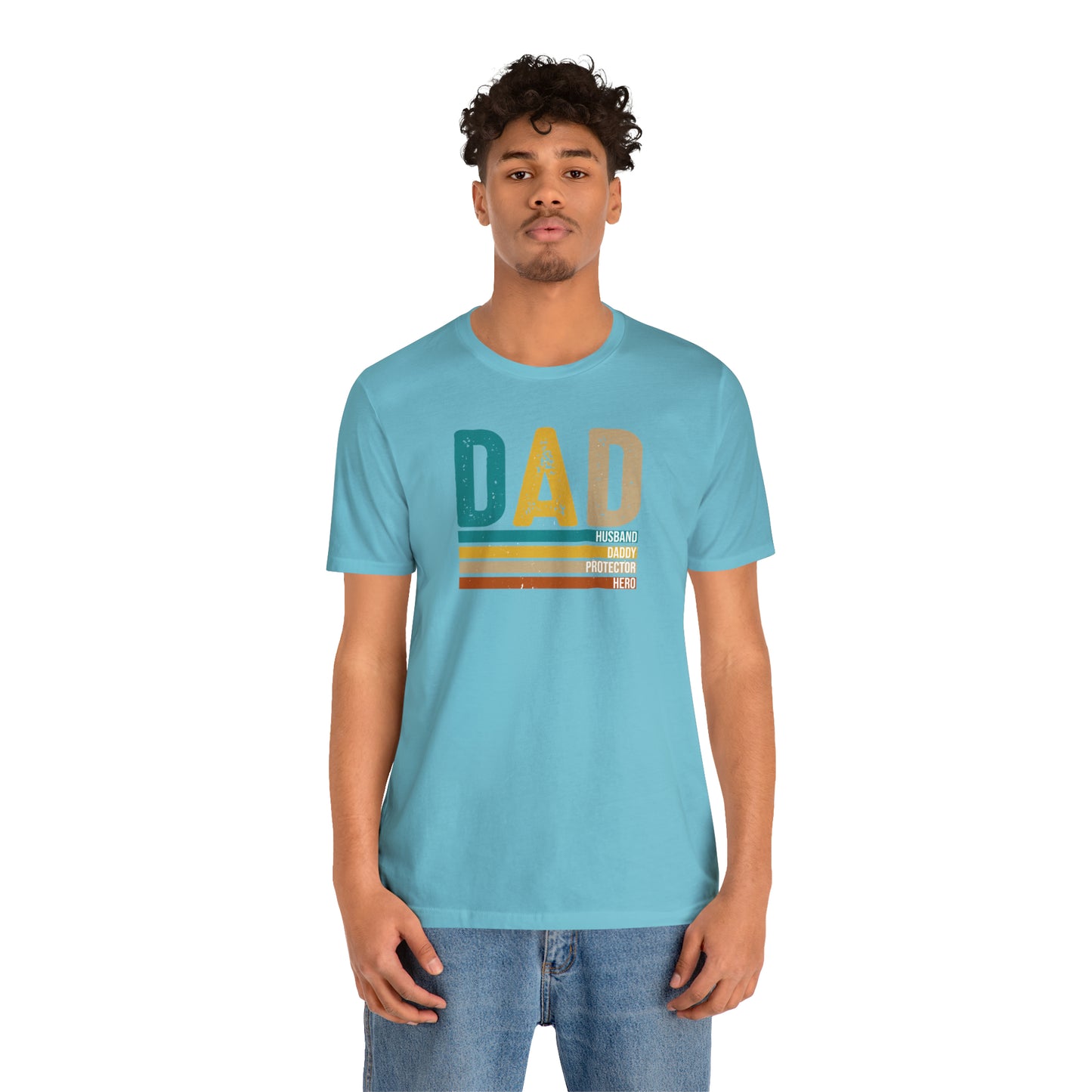 Dad, Husband, Daddy, Protector, Hero Print Jersey Short Sleeve Tee
