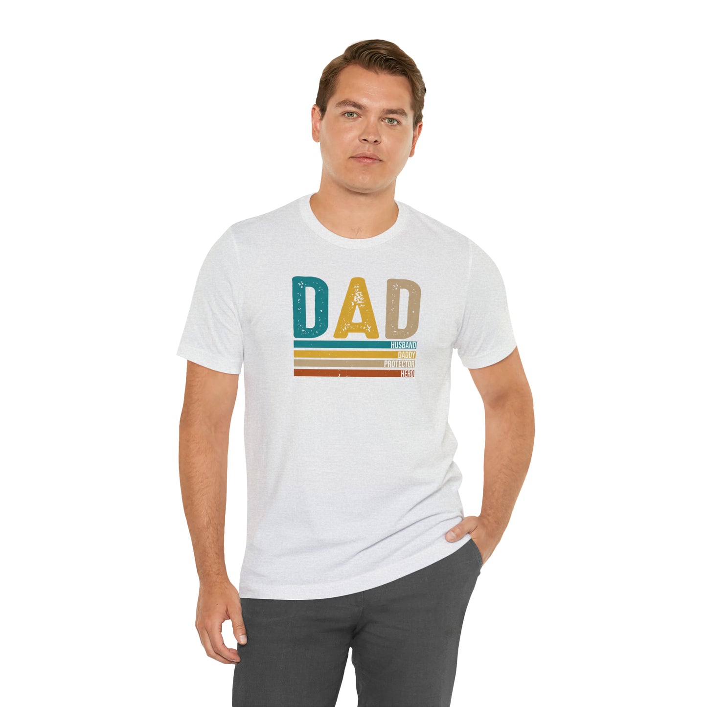 Dad, Husband, Daddy, Protector, Hero Print Jersey Short Sleeve Tee