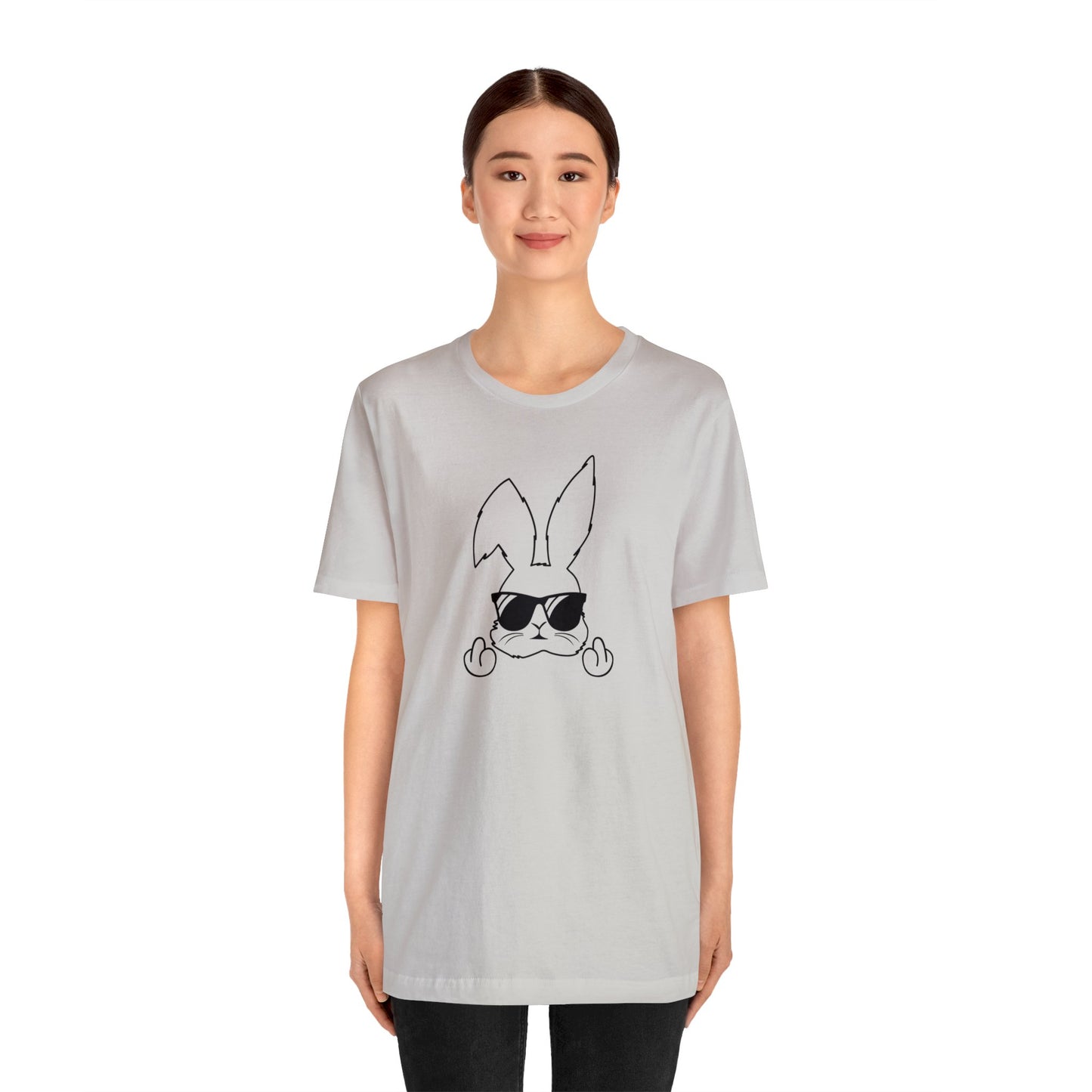 Flipping Bunny Print Jersey Short Sleeve Tee
