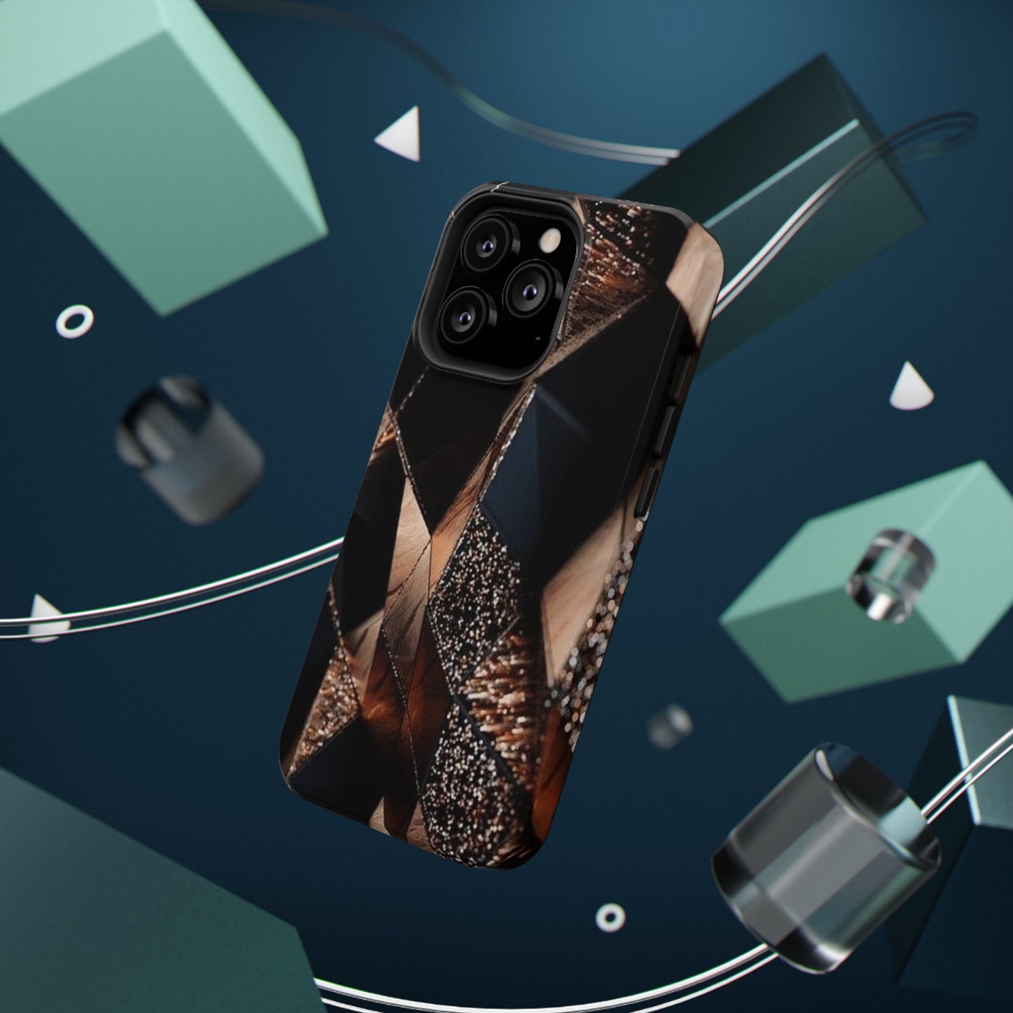 Black/Gold Print Impact-Resistant Cases