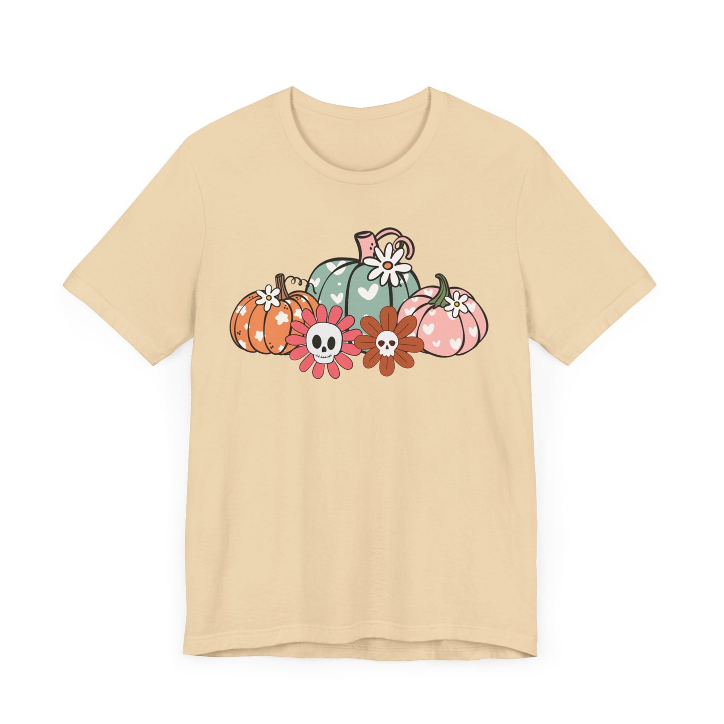 Pumpkins and Skull Flowers T-Shirt