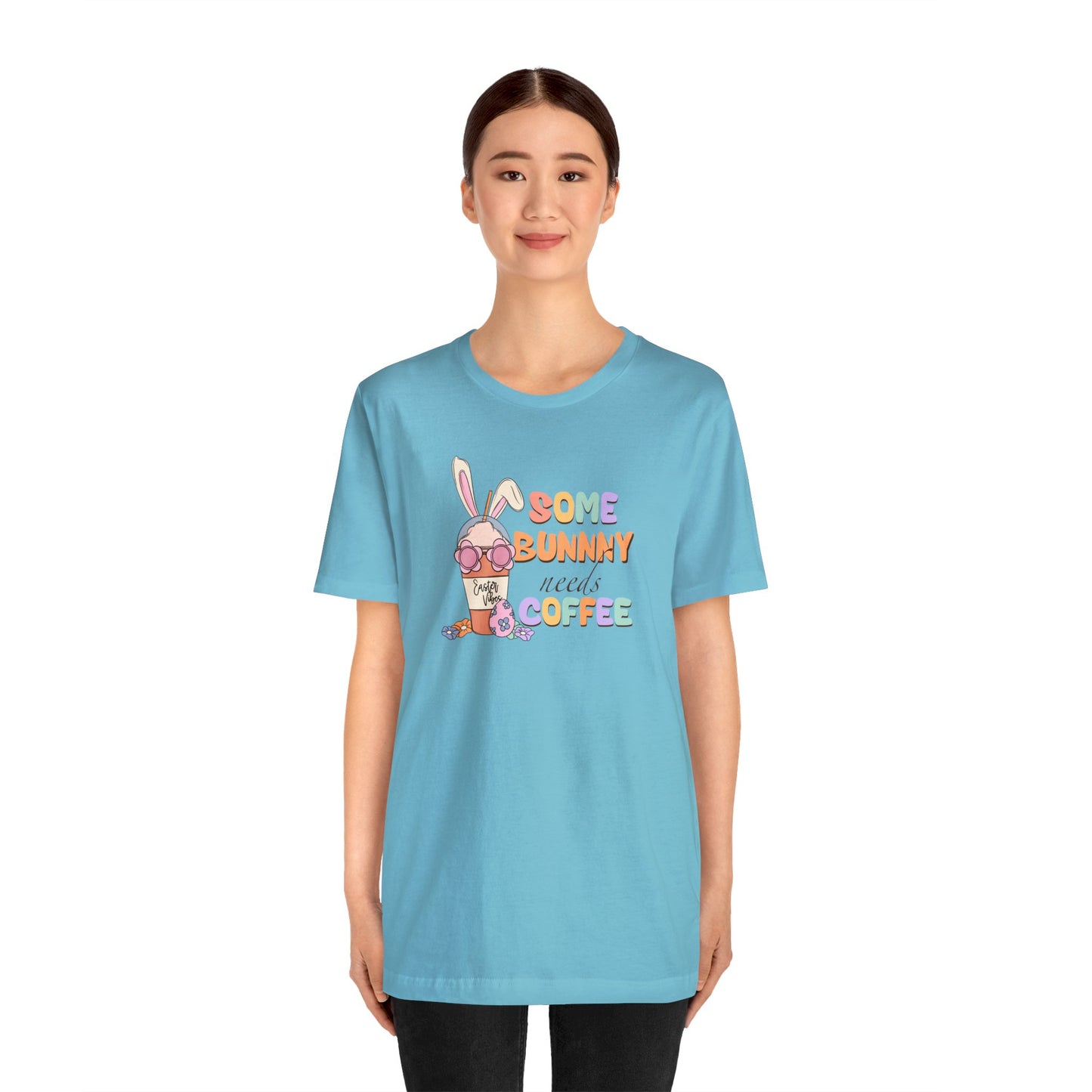 Some Bunny Needs Coffee Print Jersey Short Sleeve Tee