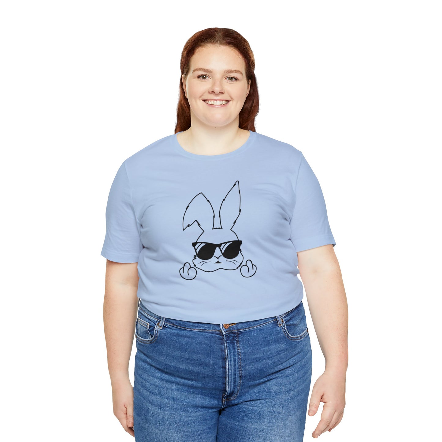 Flipping Bunny Print Jersey Short Sleeve Tee