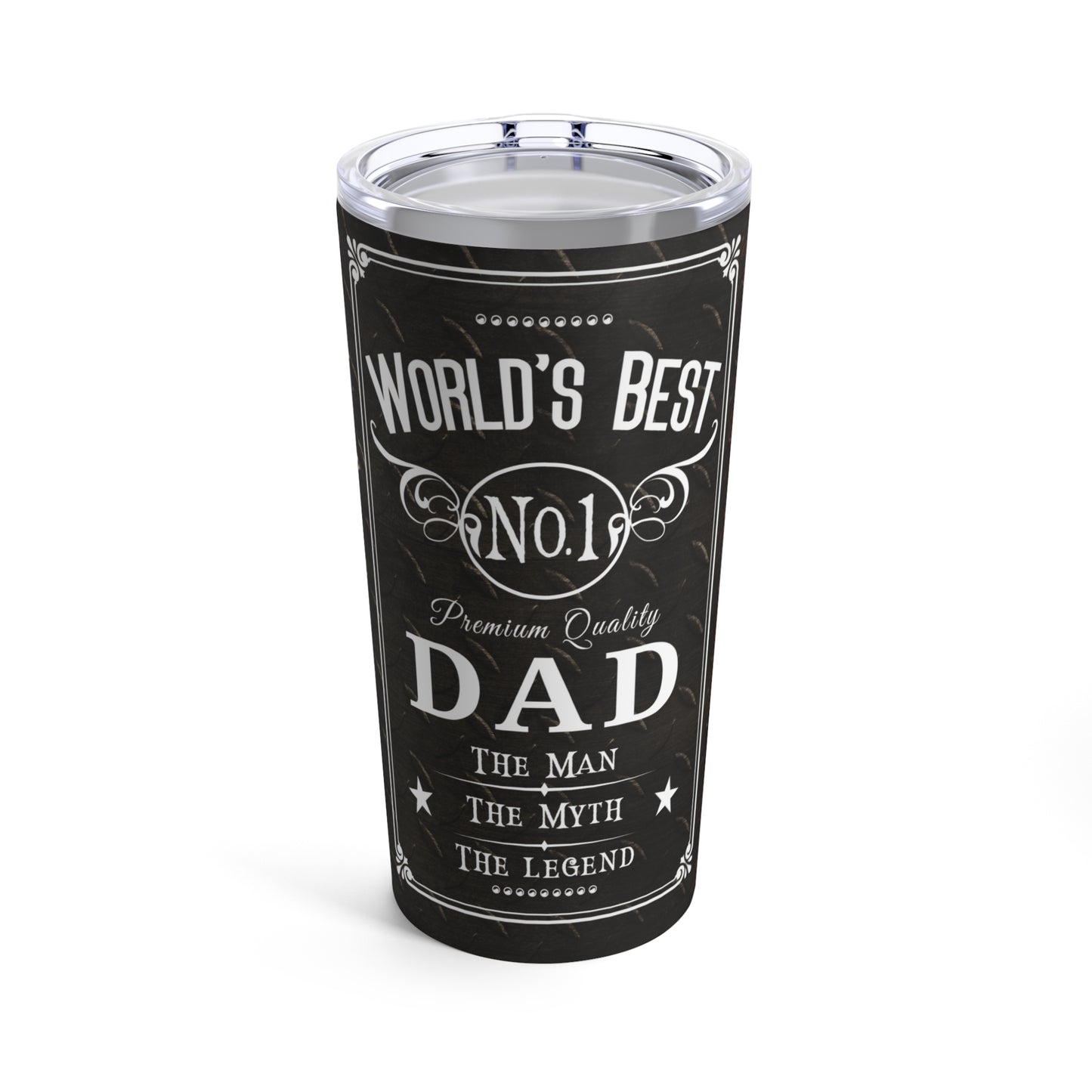 Worlds Best Dad Print, Skinny Steel Tumbler with Straw, 20oz