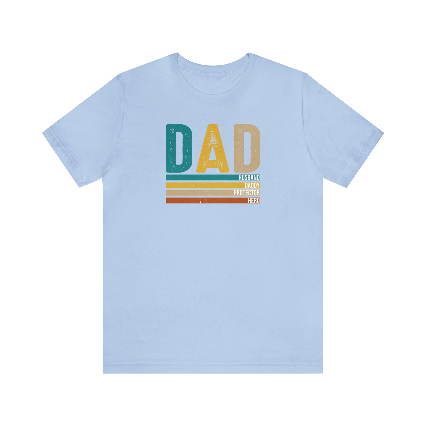Dad, Husband, Daddy, Protector, Hero Print Jersey Short Sleeve Tee