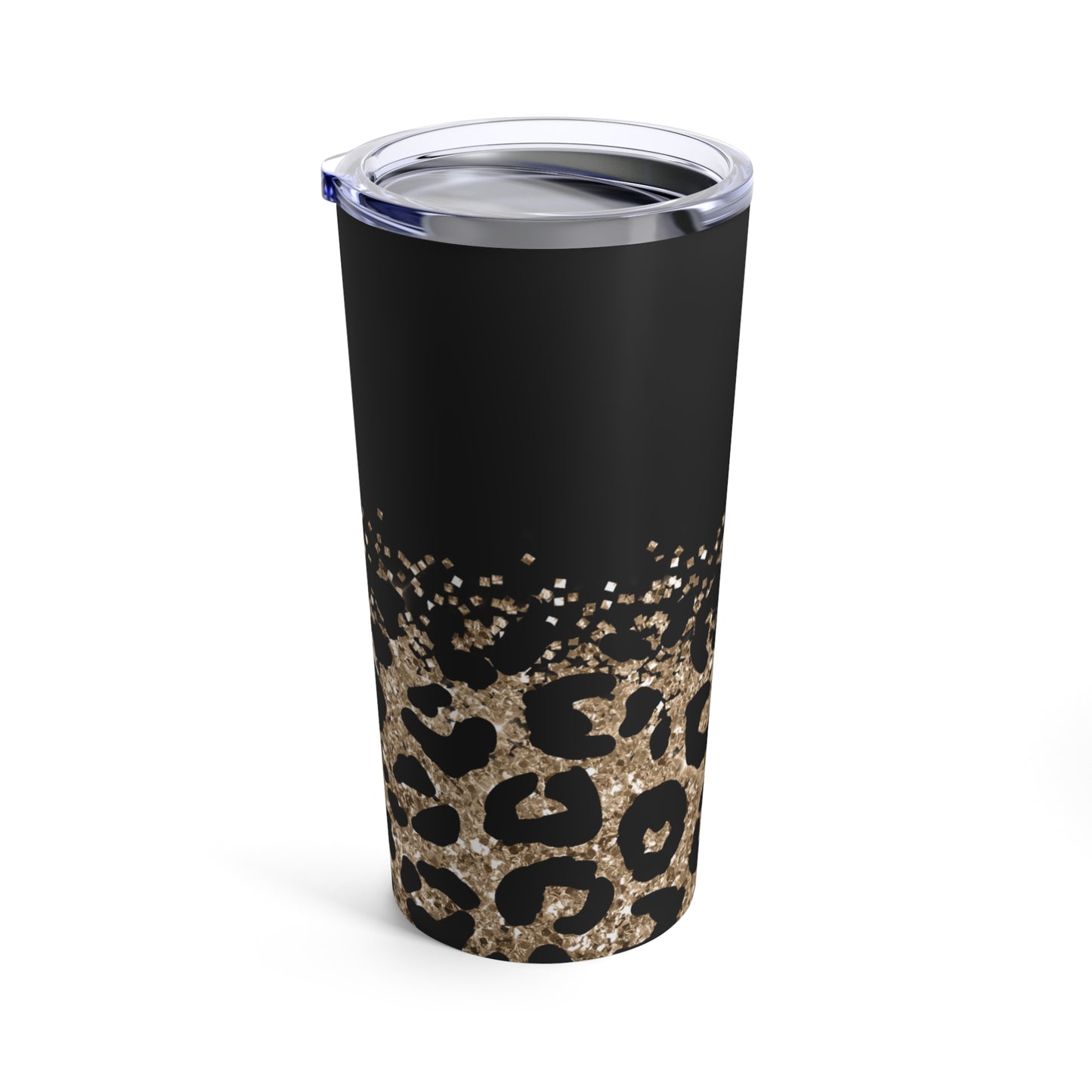 Black Gold Leopard Skinny Steel Tumbler with Straw, 20oz