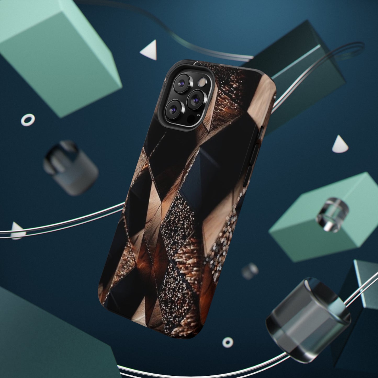 Black/Gold Print Impact-Resistant Cases