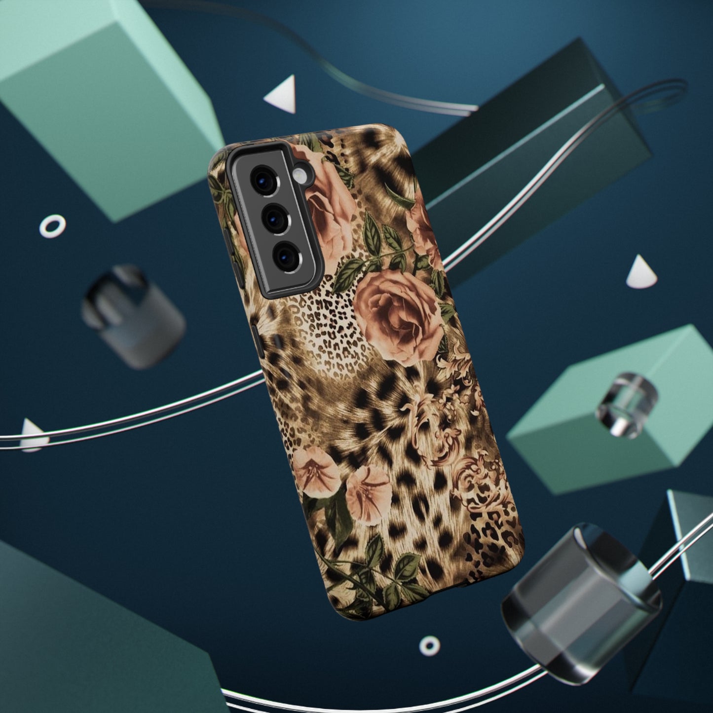 Leopard Rose Print Impact-Resistant Cases