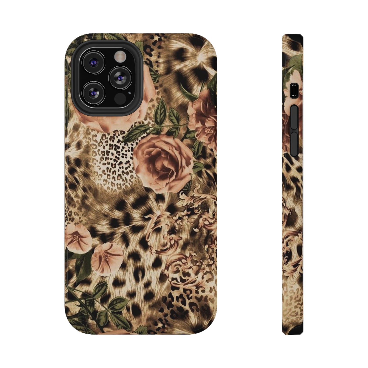 Leopard Rose Print Impact-Resistant Cases
