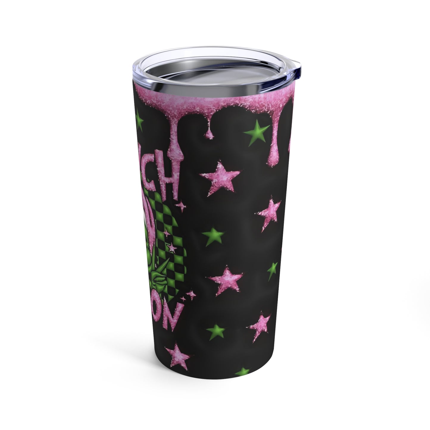 Grinch Season, Multi Colored Sunflower Print, Skinny Steel Tumbler with Straw, 20oz