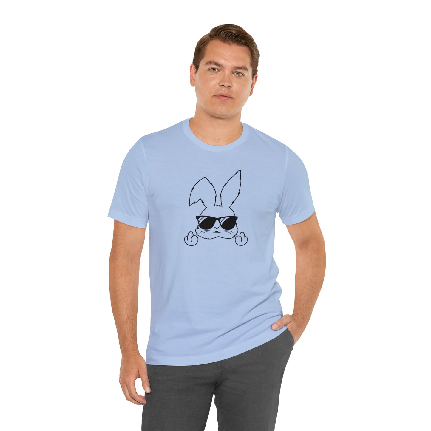 Flipping Bunny Print Jersey Short Sleeve Tee